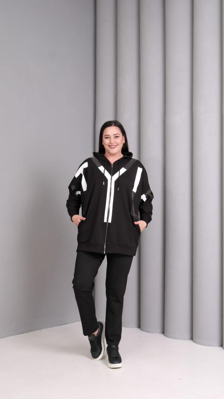 Kadın İki İplik Sweatshirt Önü FermuarlıBüyük Beden Sweatshirt / Hırka