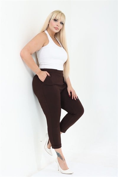 Kadın Modal Kumaş Duble Paça PantolonBüyük Beden Pantolon