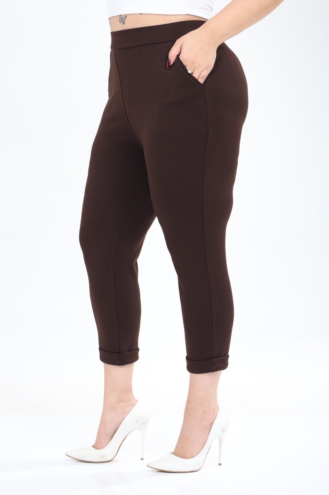 Kadın Modal Kumaş Duble Paça PantolonBüyük Beden Pantolon