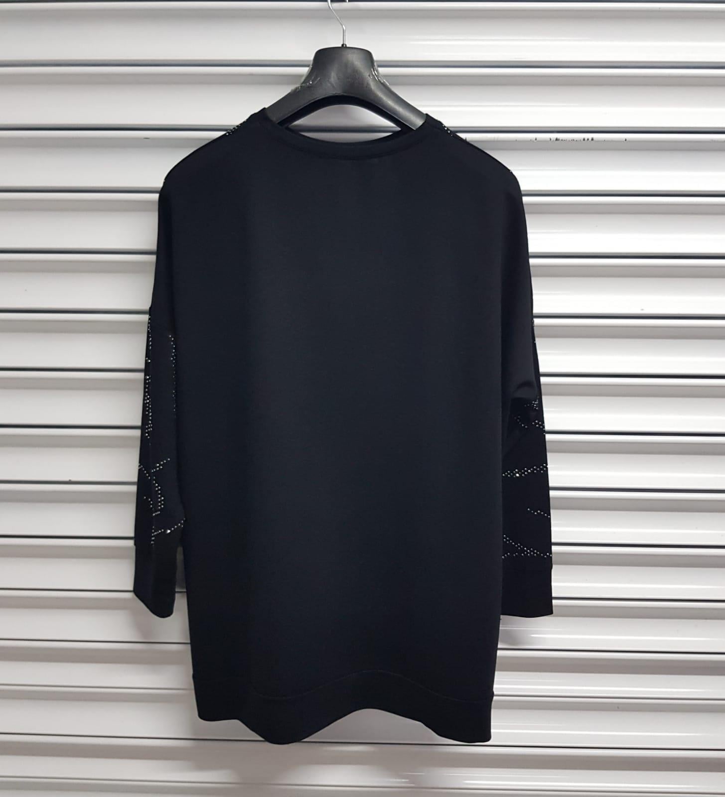 Kadın Kristal Kumaş Sweatshirt Taş DetaylıBüyük Beden Sweatshirt / Hırka