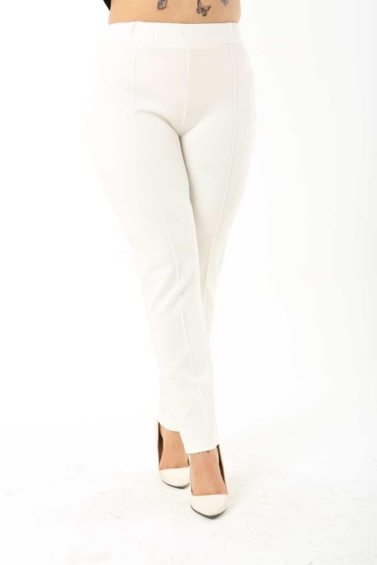 Kadın Dalgıç Kumaş Bilek Boy Pantolon Ütü Dikişli
