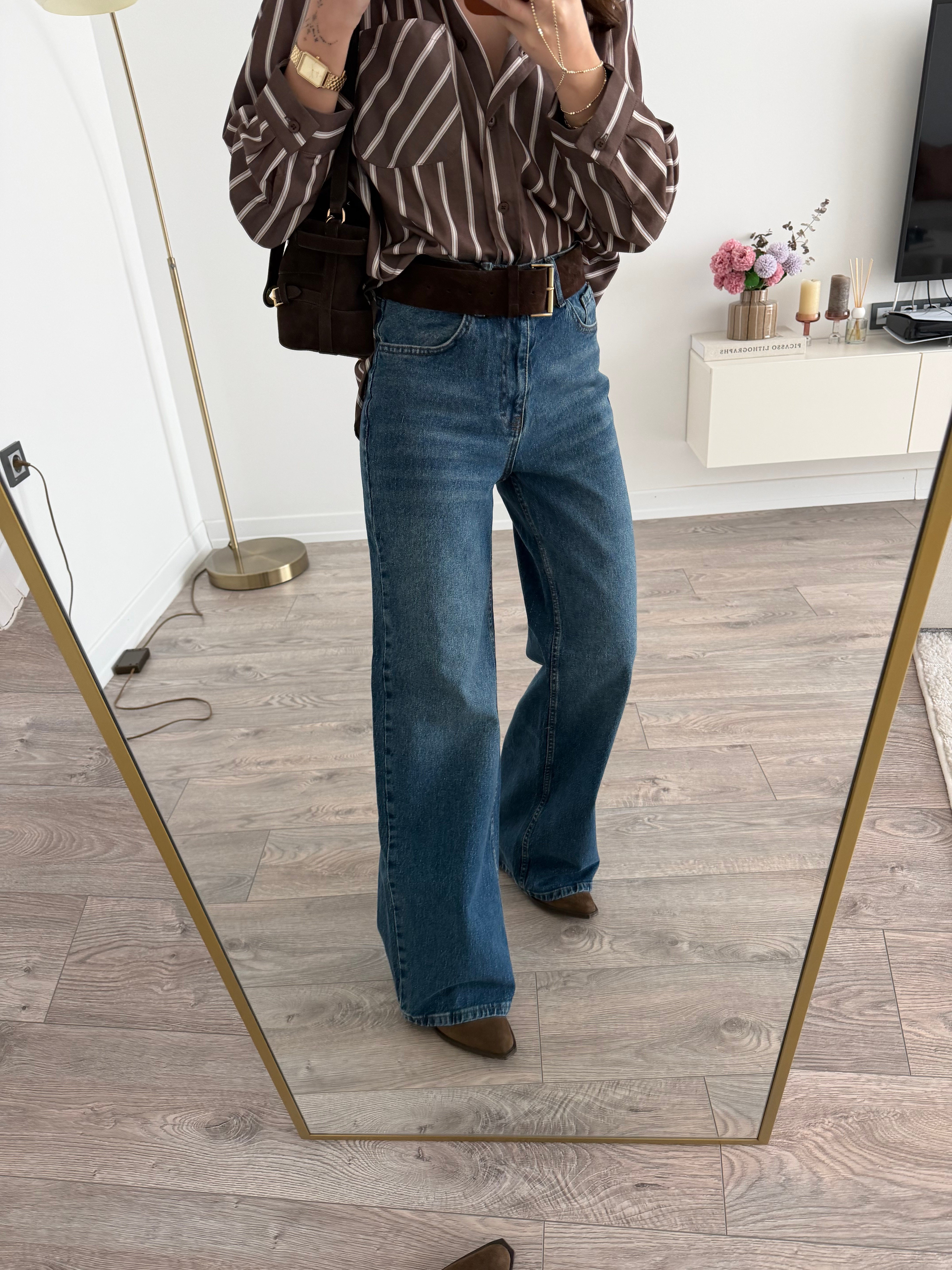 Geniş Paça Mavi Jean