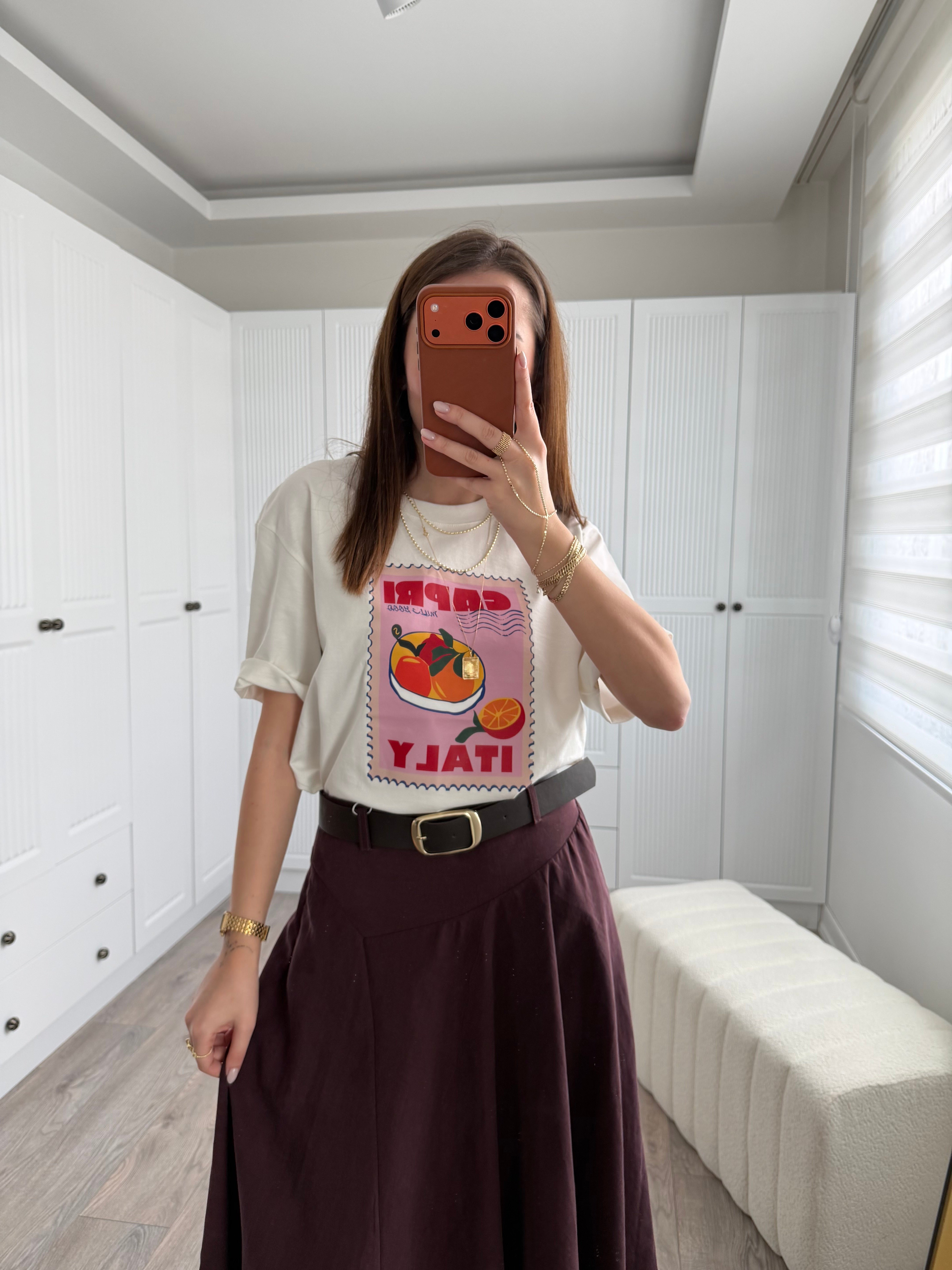 Italy Baskılı Tişört 