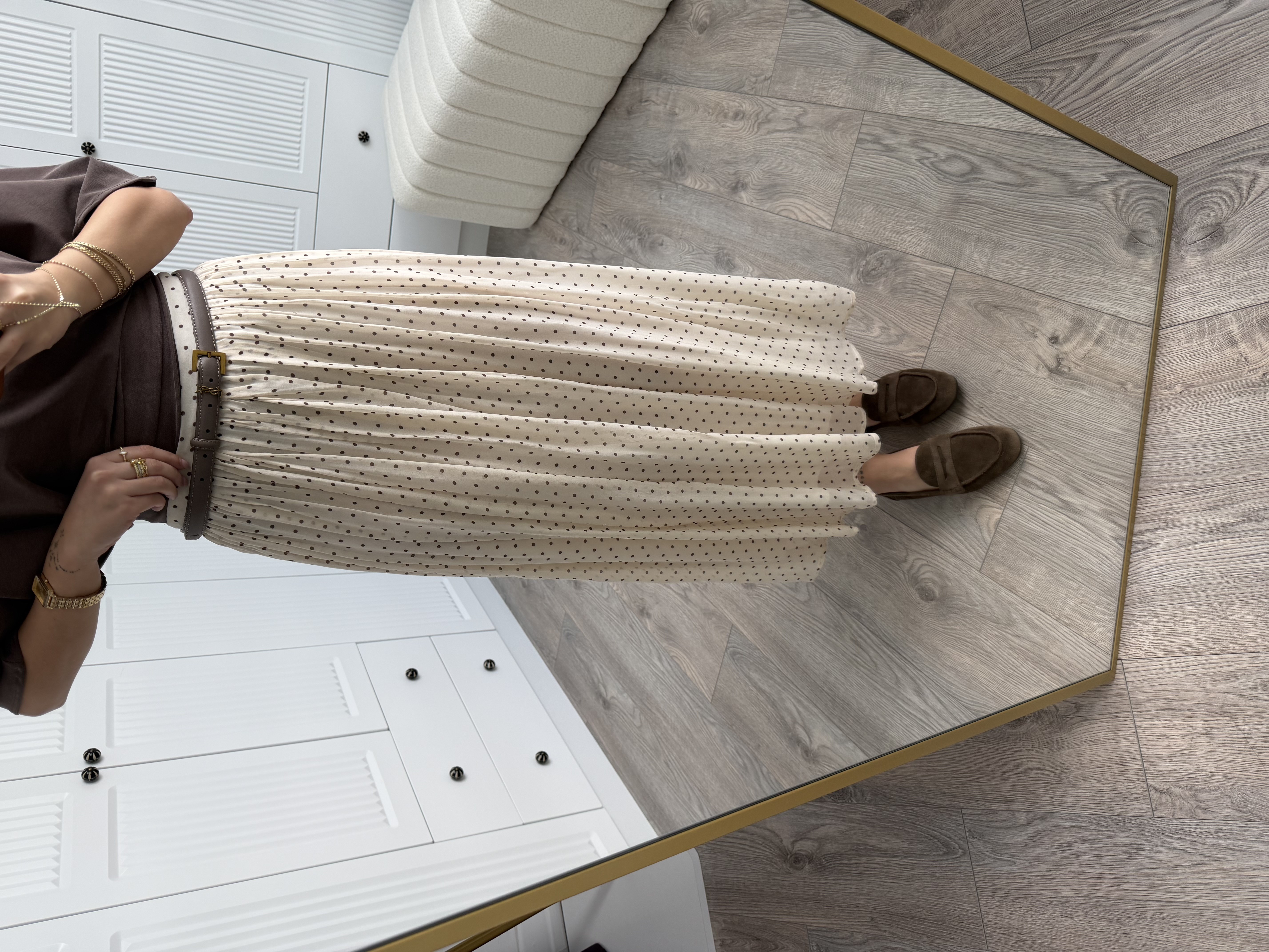 ZR Ekru Puantiyeli Etek