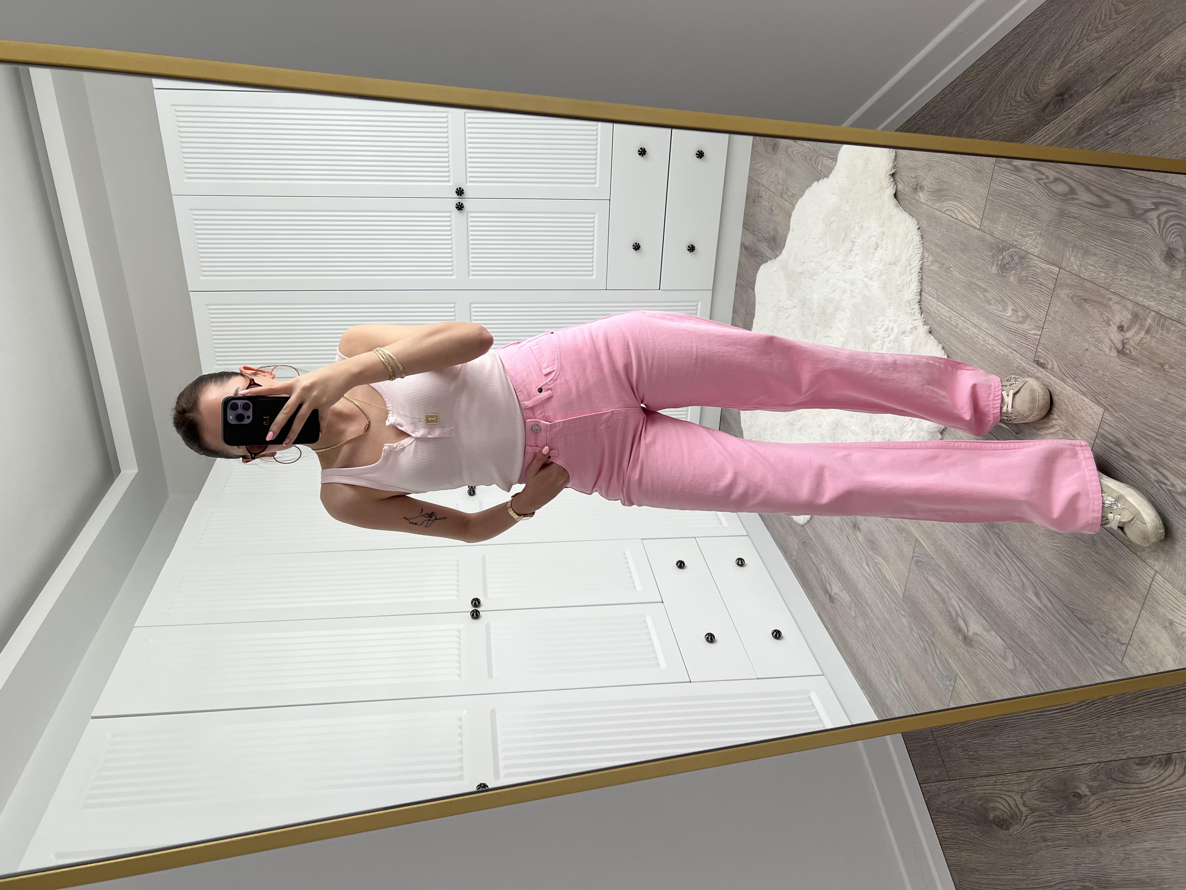 ZR Etiketli Pembe Straight Jean