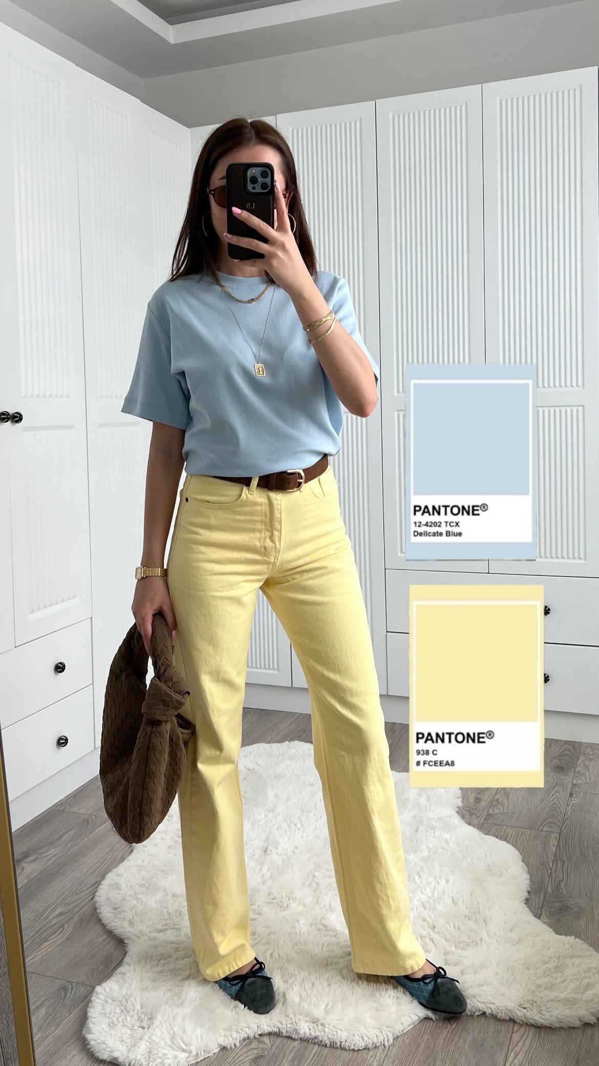 ZR Etiketli Sarı Straight Jean