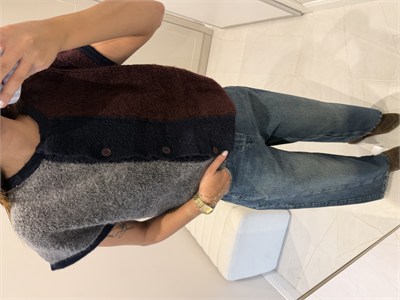 3 Renk Geçişli Triko Düğmeli Yelek