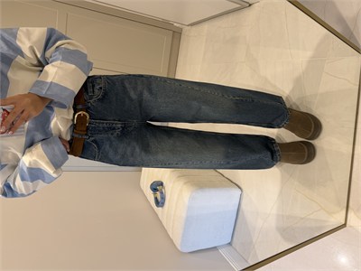 Barrel Fit Mavi Taşlanmış Jean