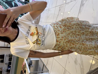 Baskılı Crop Tişört