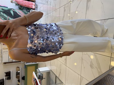 Bebe Mavi Payetli Askılı Bluz