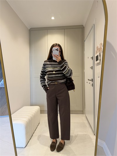 Kahve Klasik Düz Kesim Gabardin Pantolon