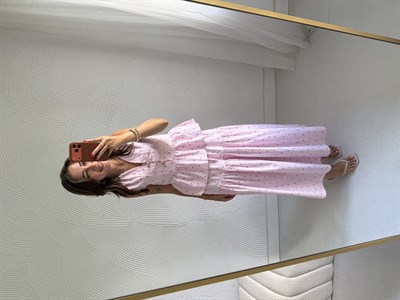 Pembe Çiçek Desenli Bluz Etek Takım