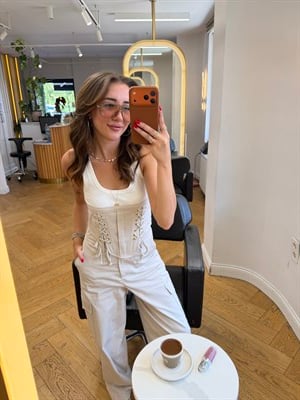 Sgaza Model Büstiyer Pantolon Krem Takım 