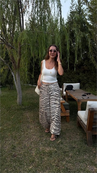 Zebra Desen Bol Pantolon 