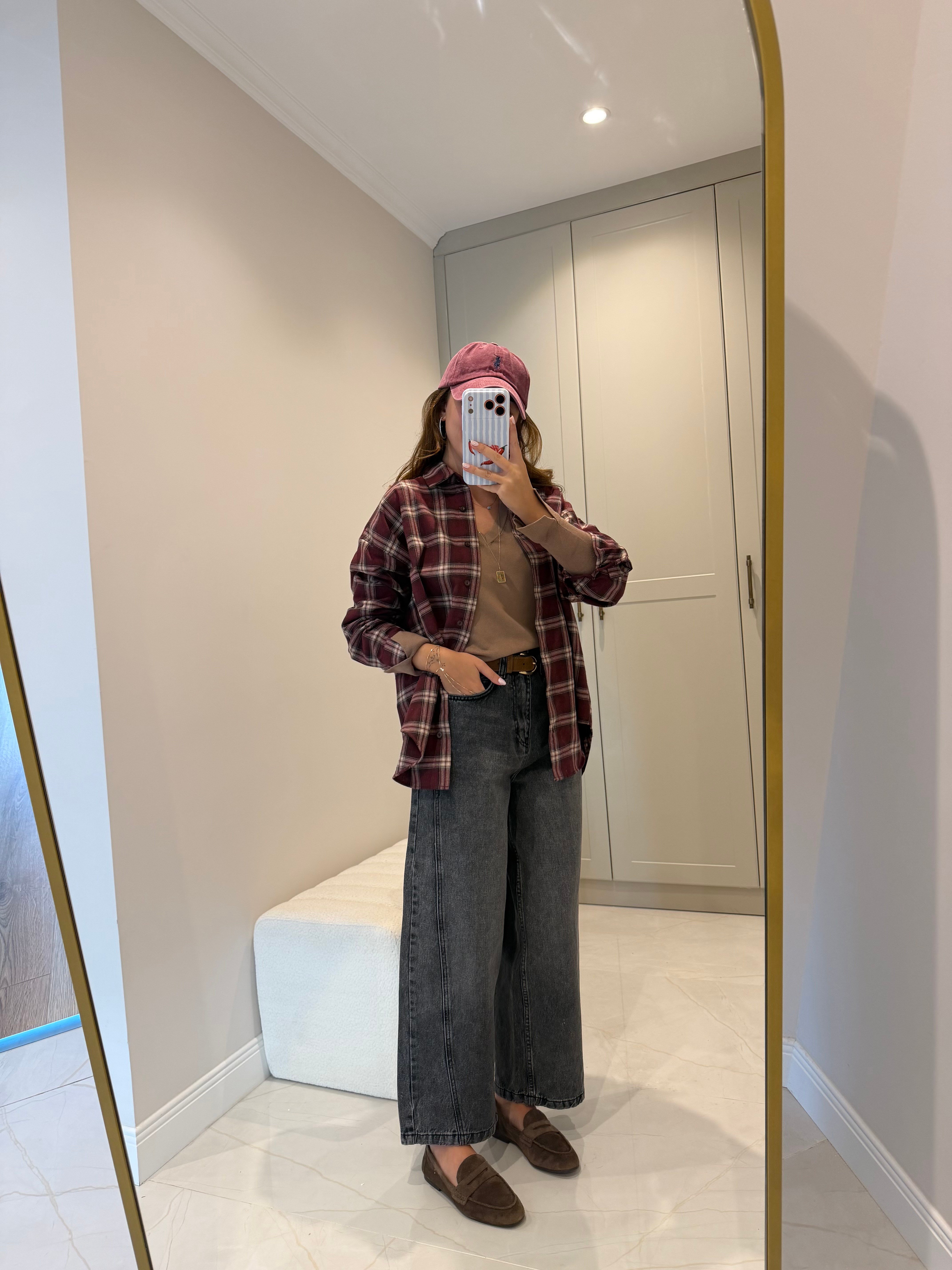 Barrel Kesim Antrasit Dikişli Jean