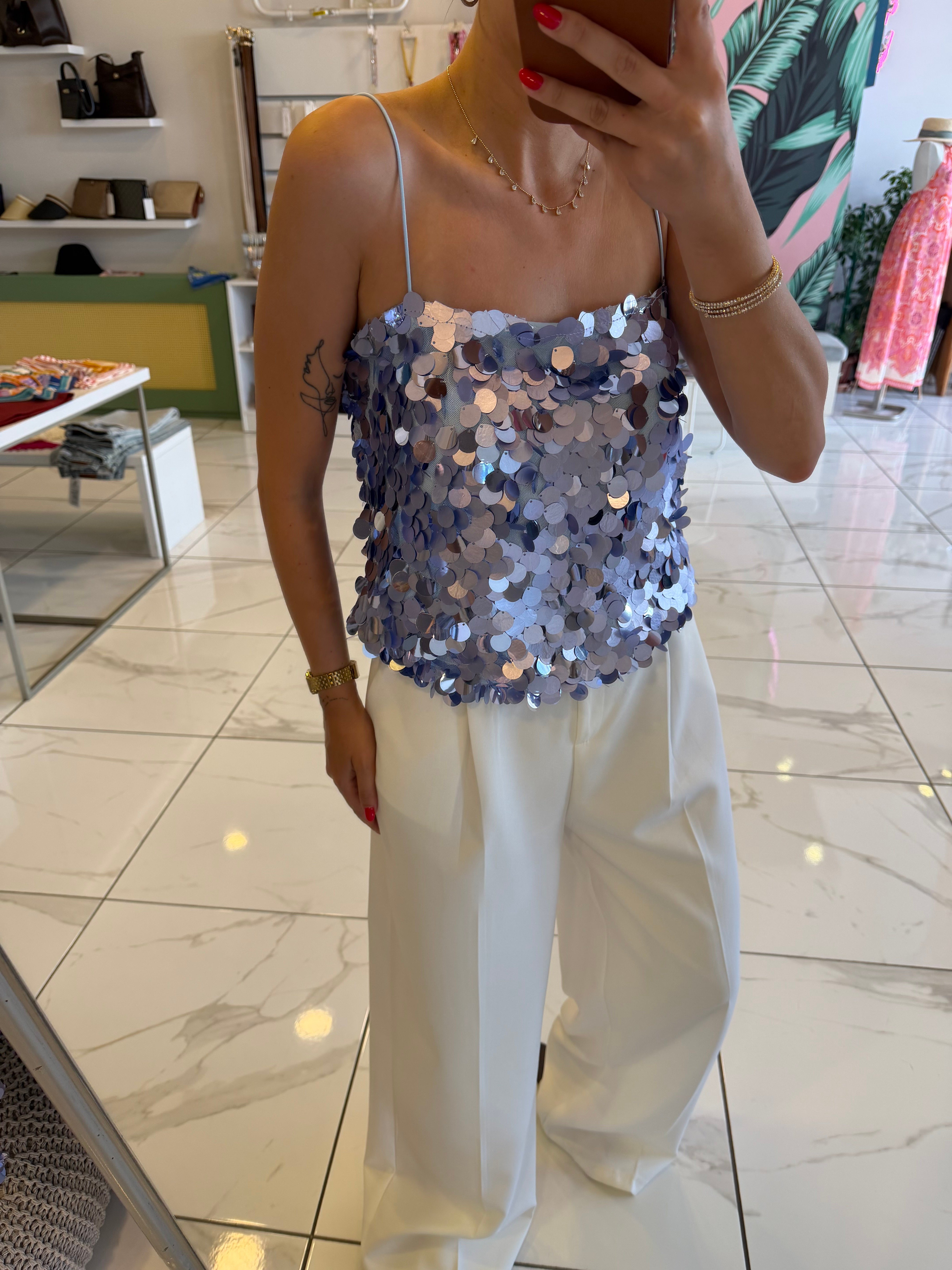 Bebe Mavi Payetli Askılı Bluz