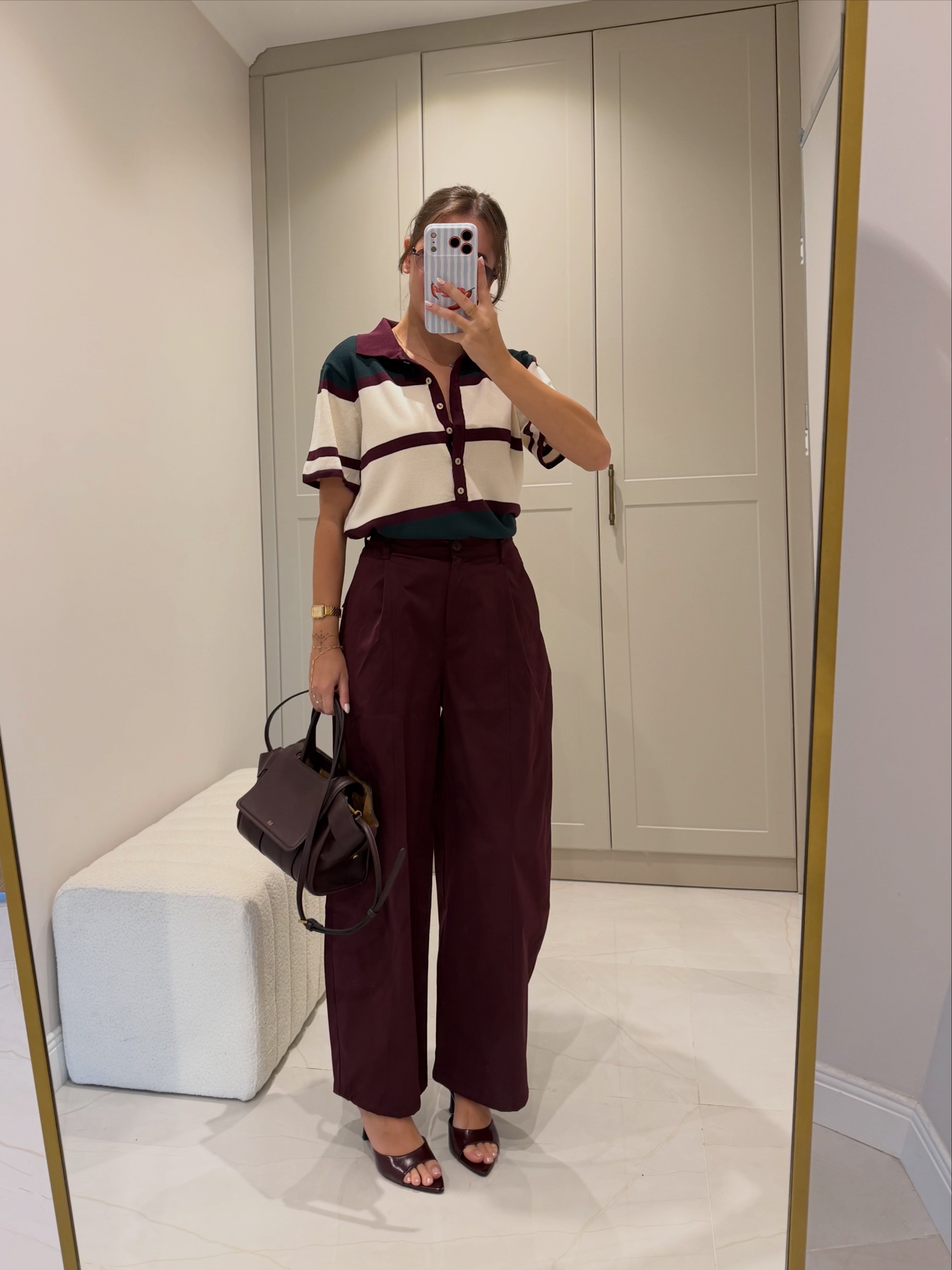 Bordo Balon Kesim Gabardin Pantolon 