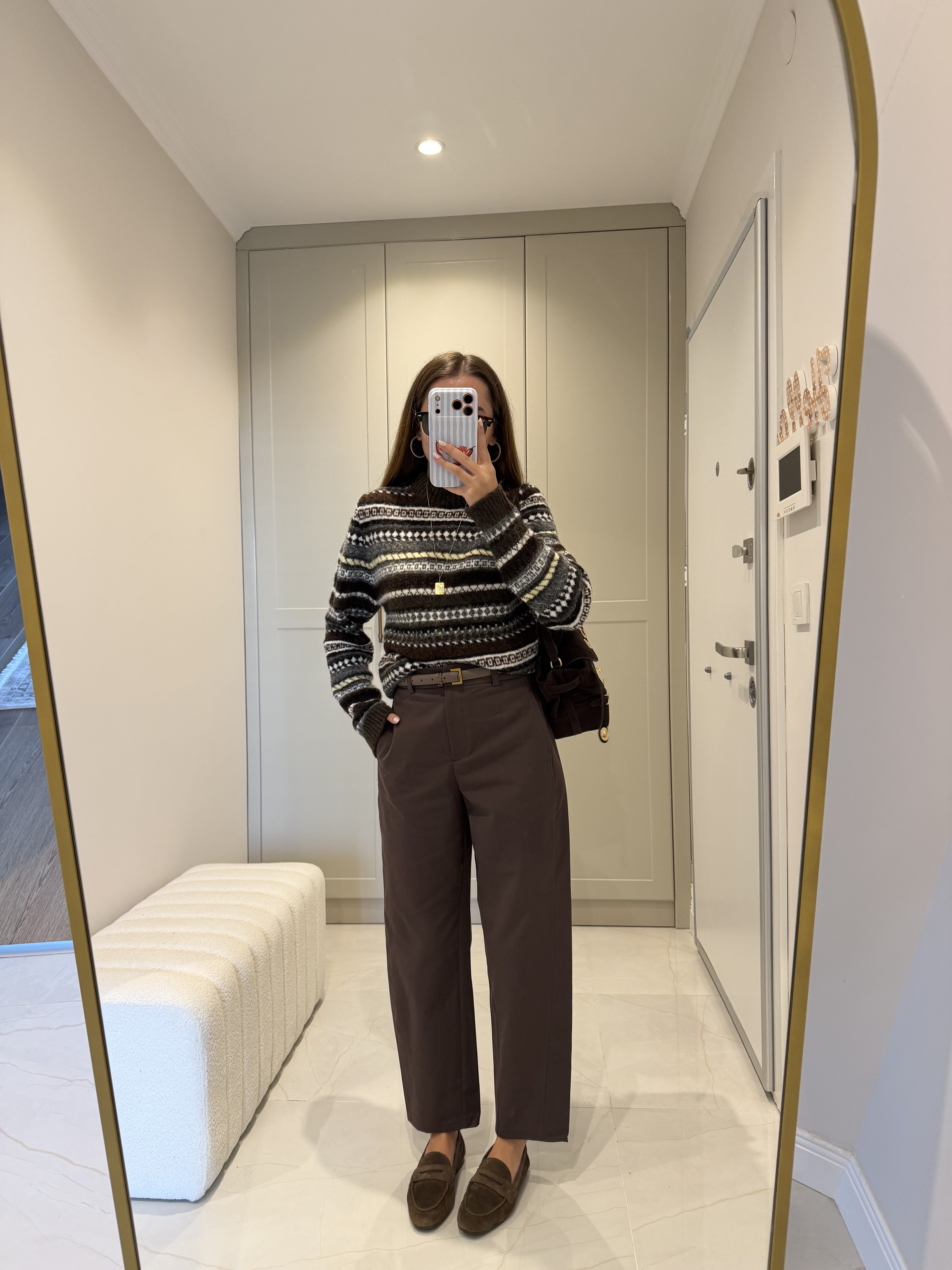 Kahve Klasik Düz Kesim Gabardin Pantolon