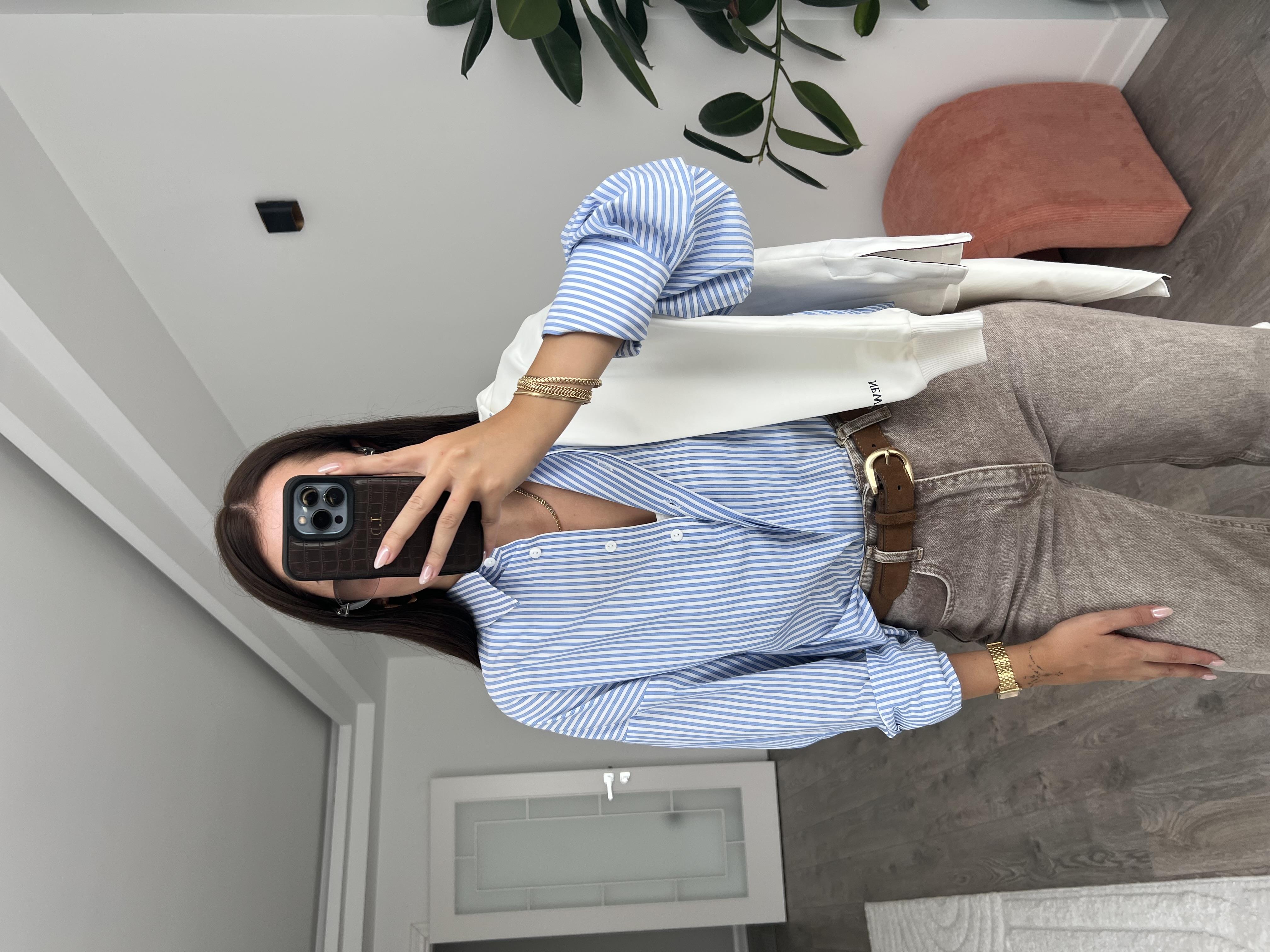 Mavi Çizgili Boyfriend Gömlek 