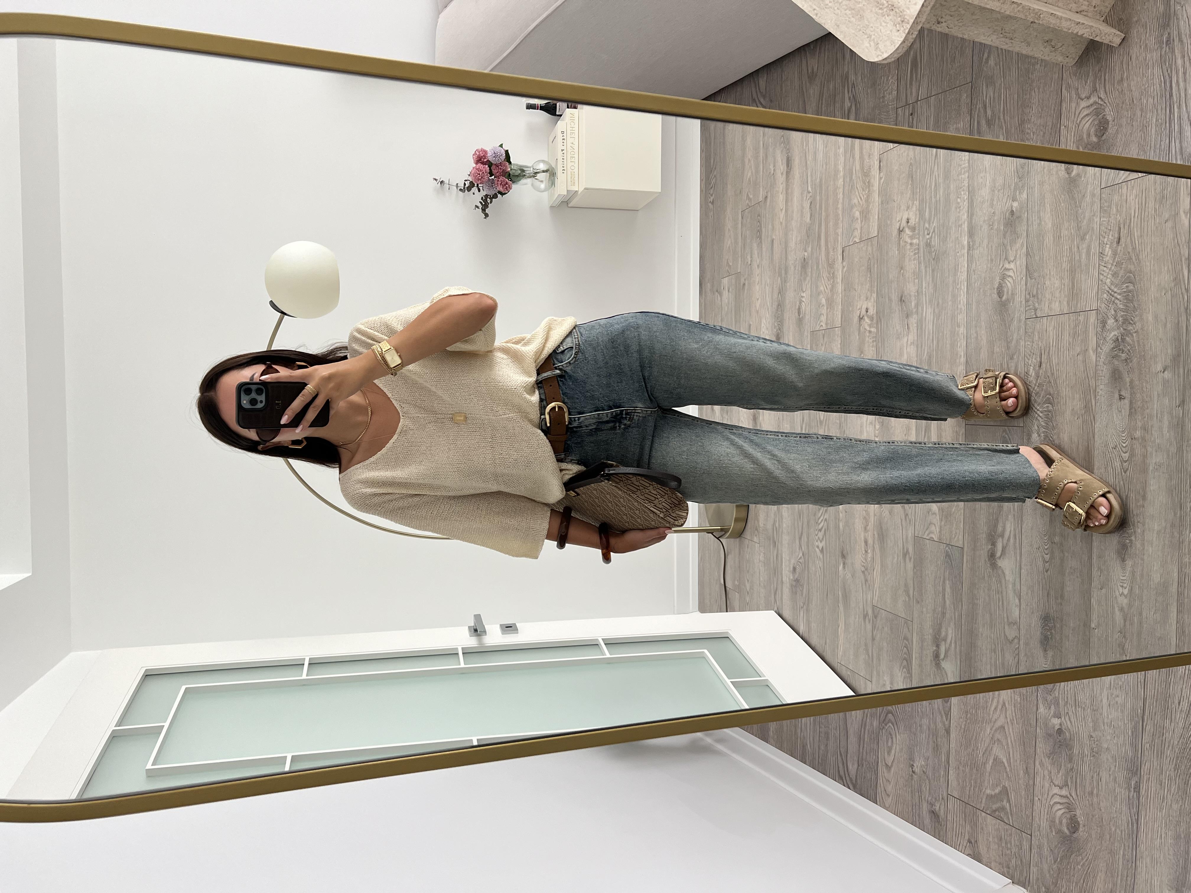 Mavi Taşlanmış Boyfit Jean