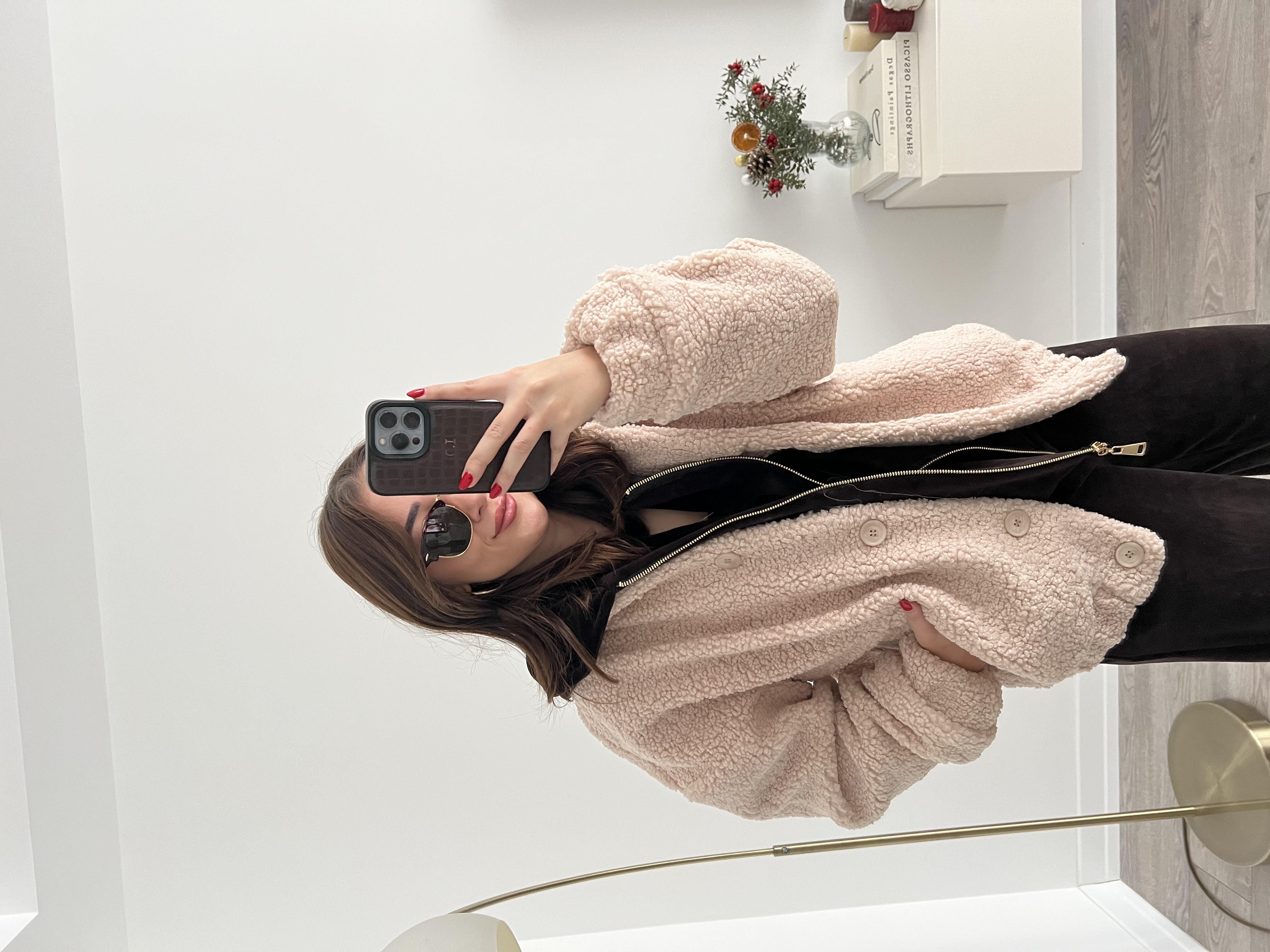 Peluş Düğmeli Bomber Ceket
