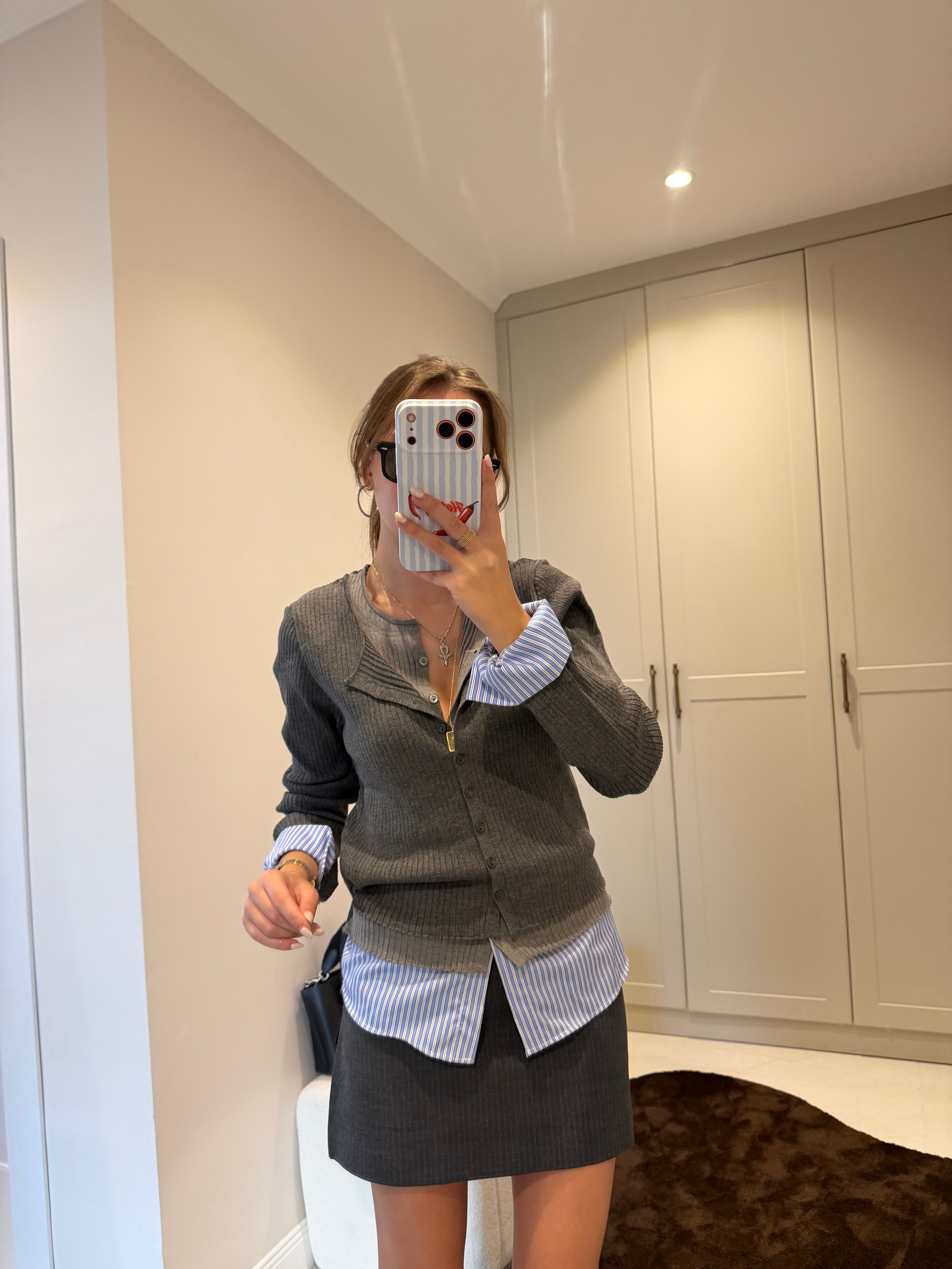 Twst Model Antrasit Gömlek Mix Düğmeli Triko