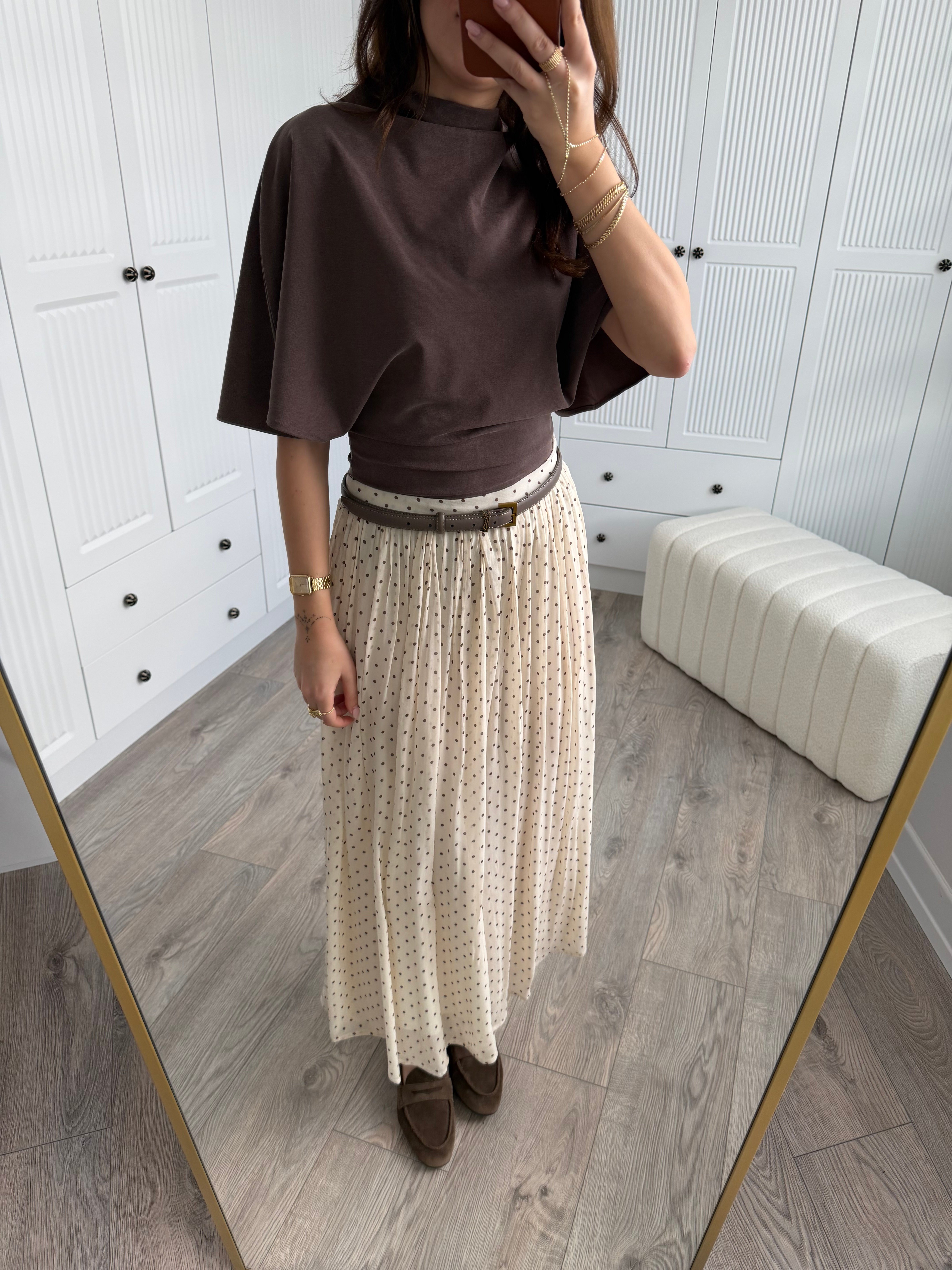 ZR Ekru Puantiyeli Etek