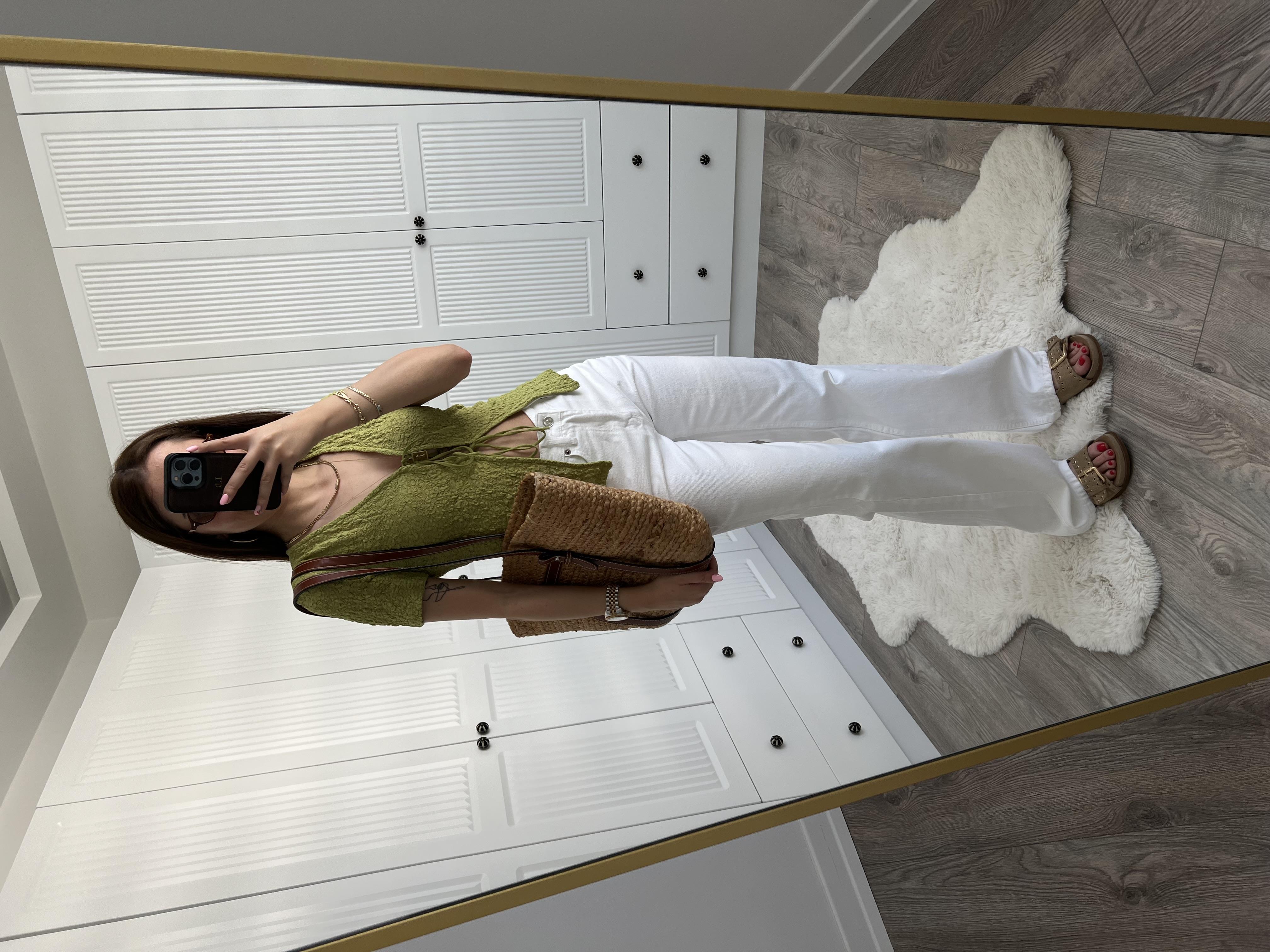 ZR Etiketli Beyaz Straight Jean