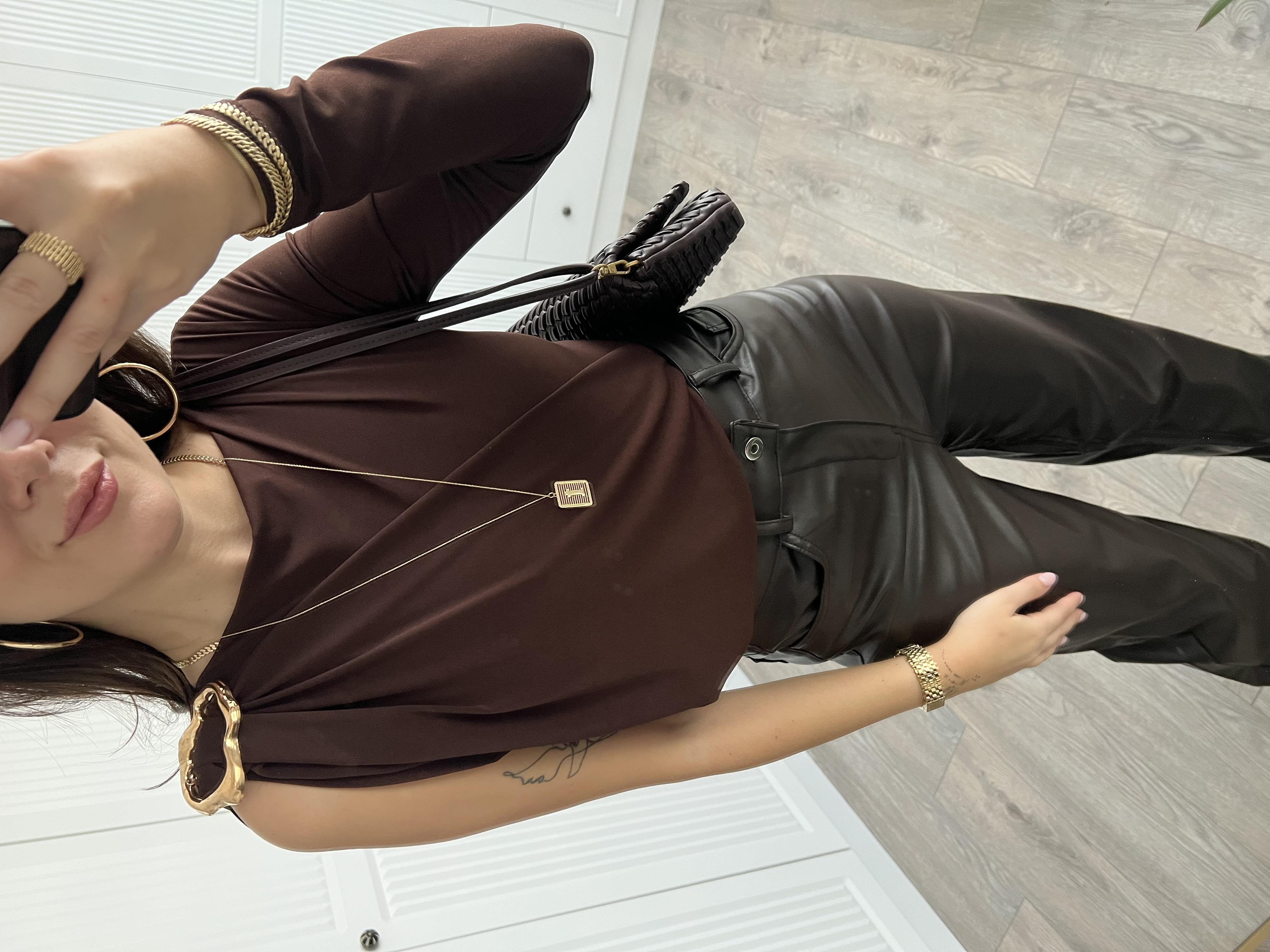ZR Model Kahve Tek Omuz Bodysuit 