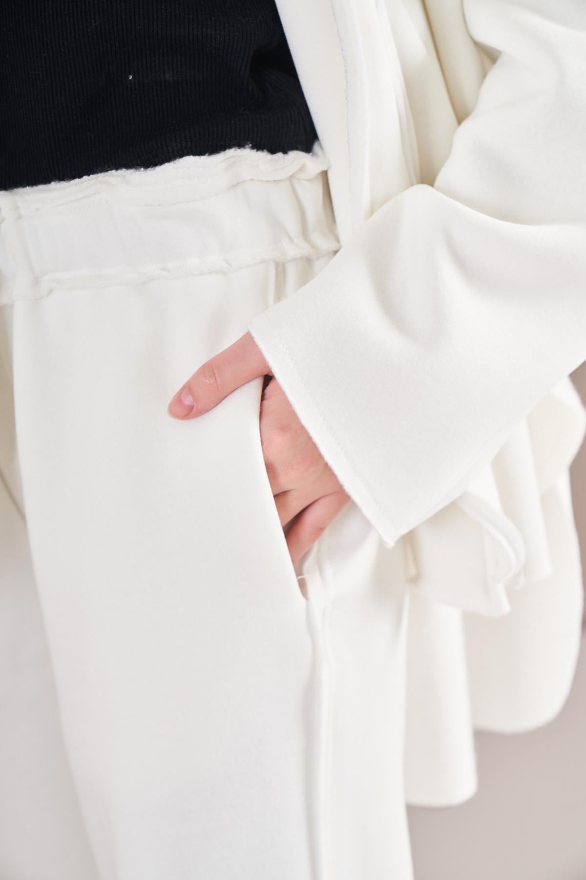 3 İplik Şardonlu Eşofman Ekru