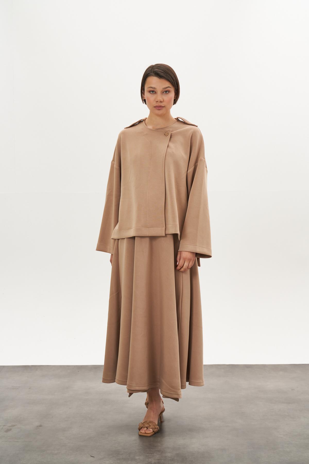 Apoletli Modal Ceket Camel