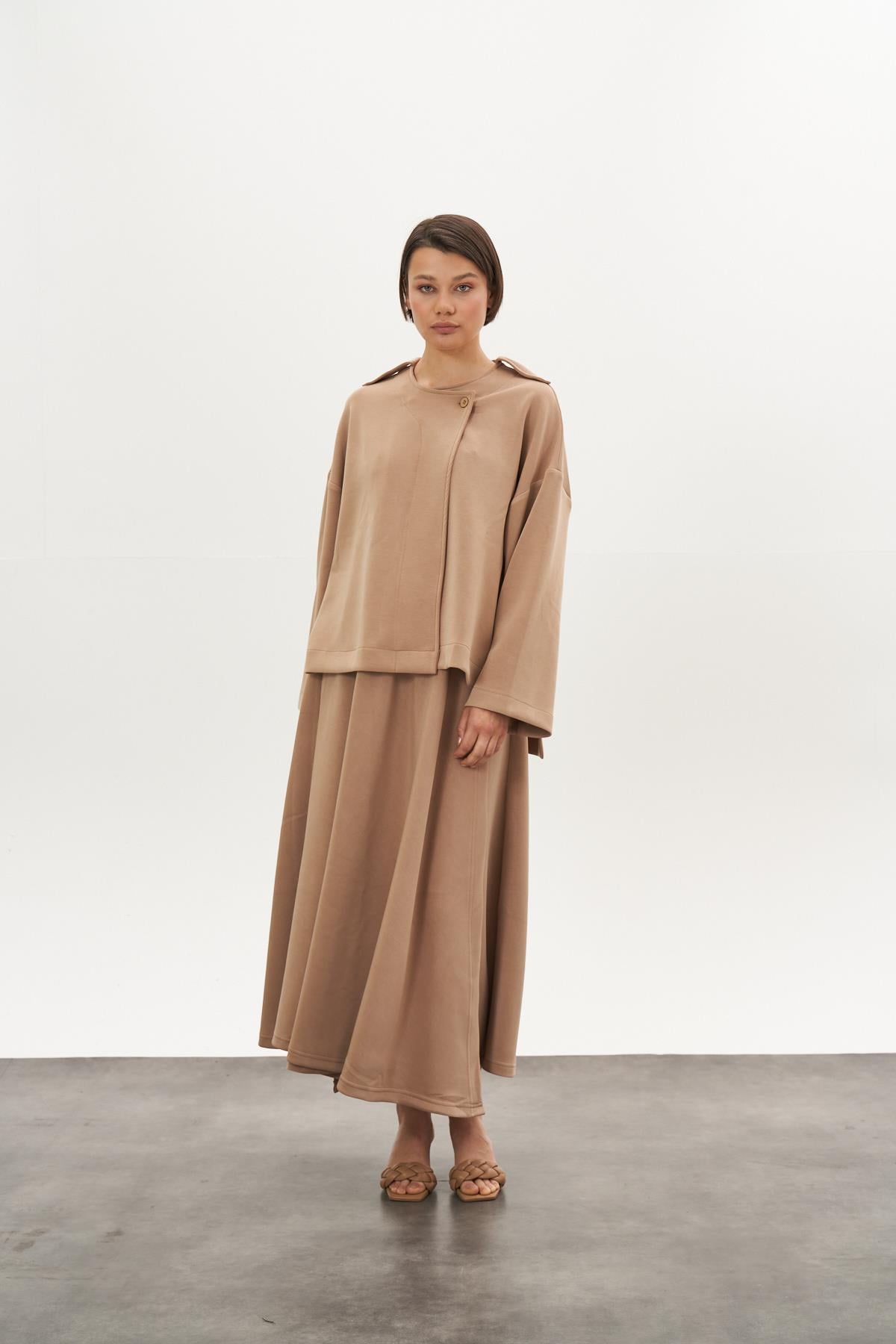 Apoletli Modal Ceket Camel