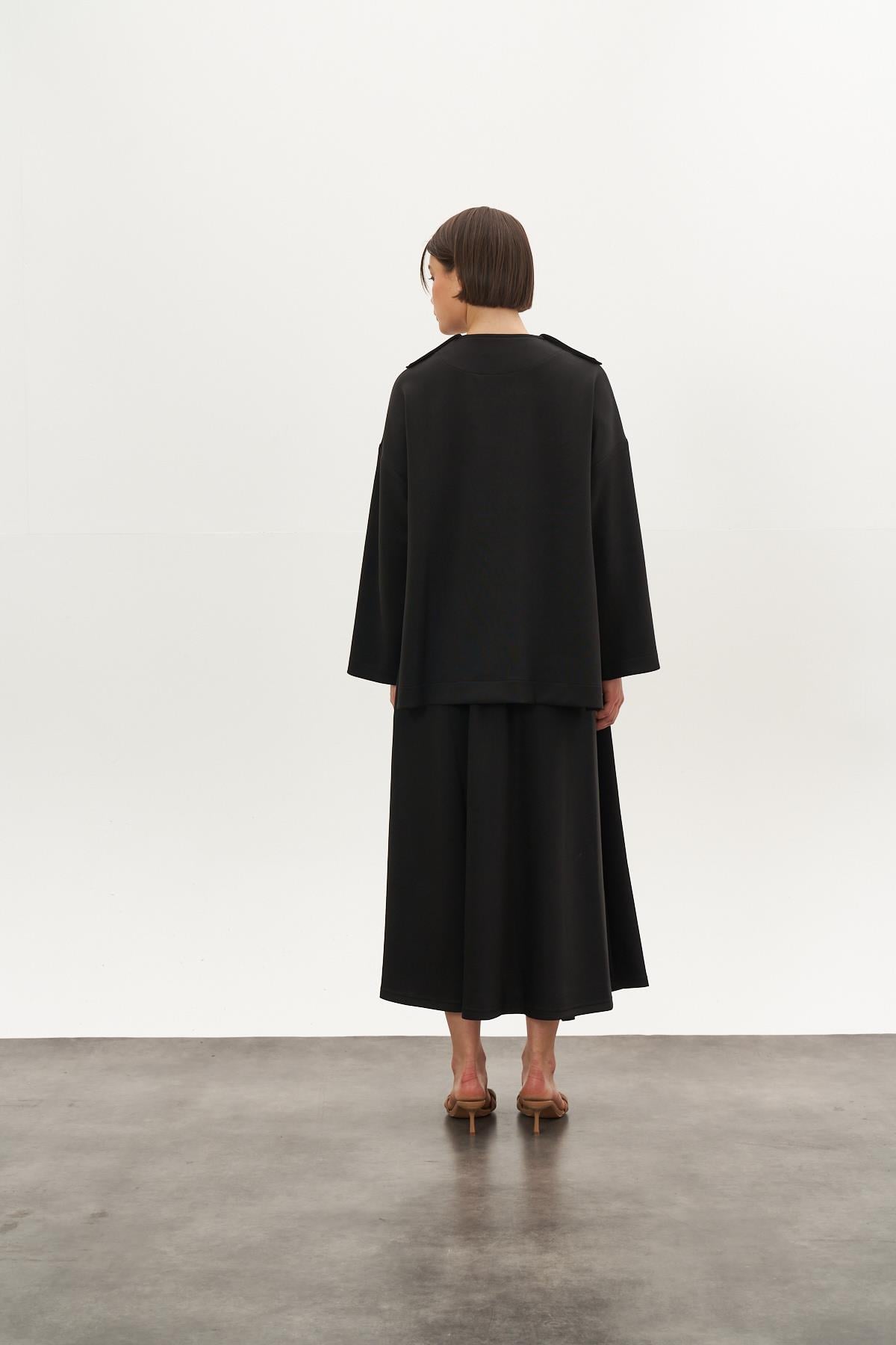 Apoletli Modal Ceket Siyah