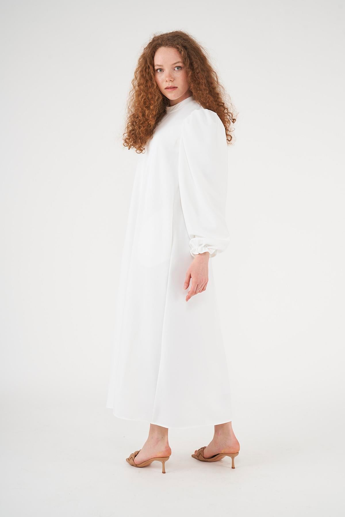 Balloon Sleeve Dress Ecru