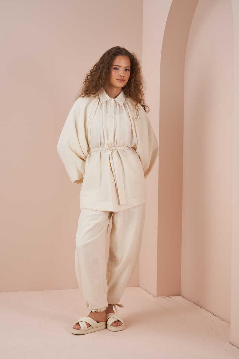 Balloon Sleeve Muslin Tunic Ecru