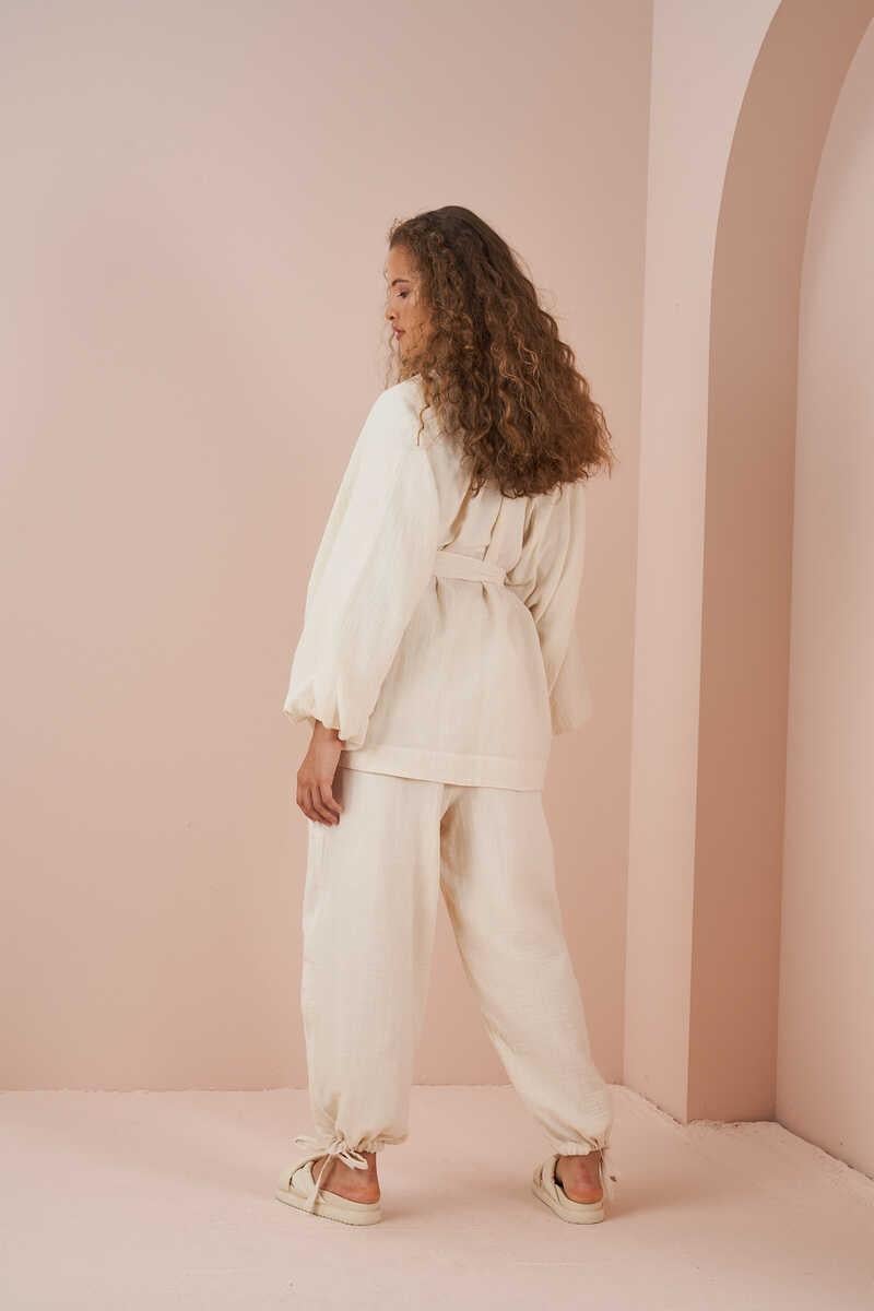 Balloon Sleeve Muslin Tunic Ecru