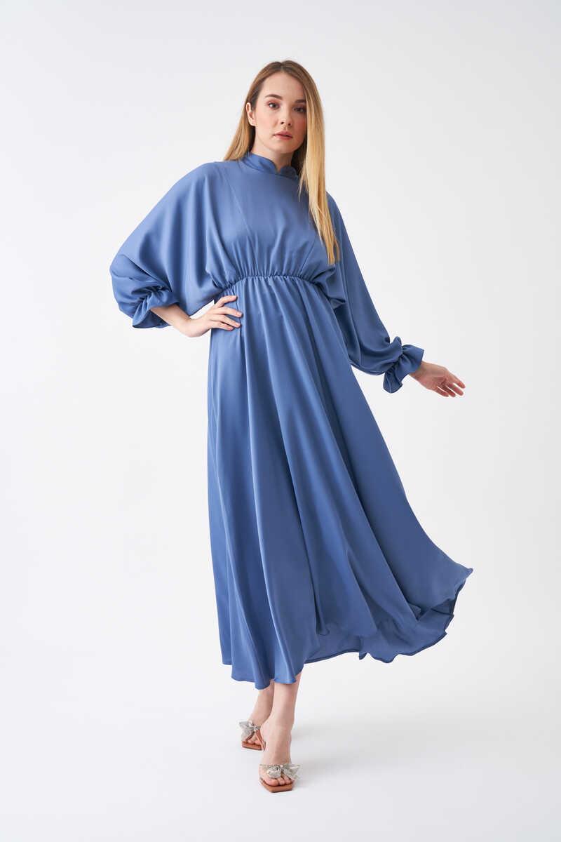 Elastic Waist Abaya Dress indigo