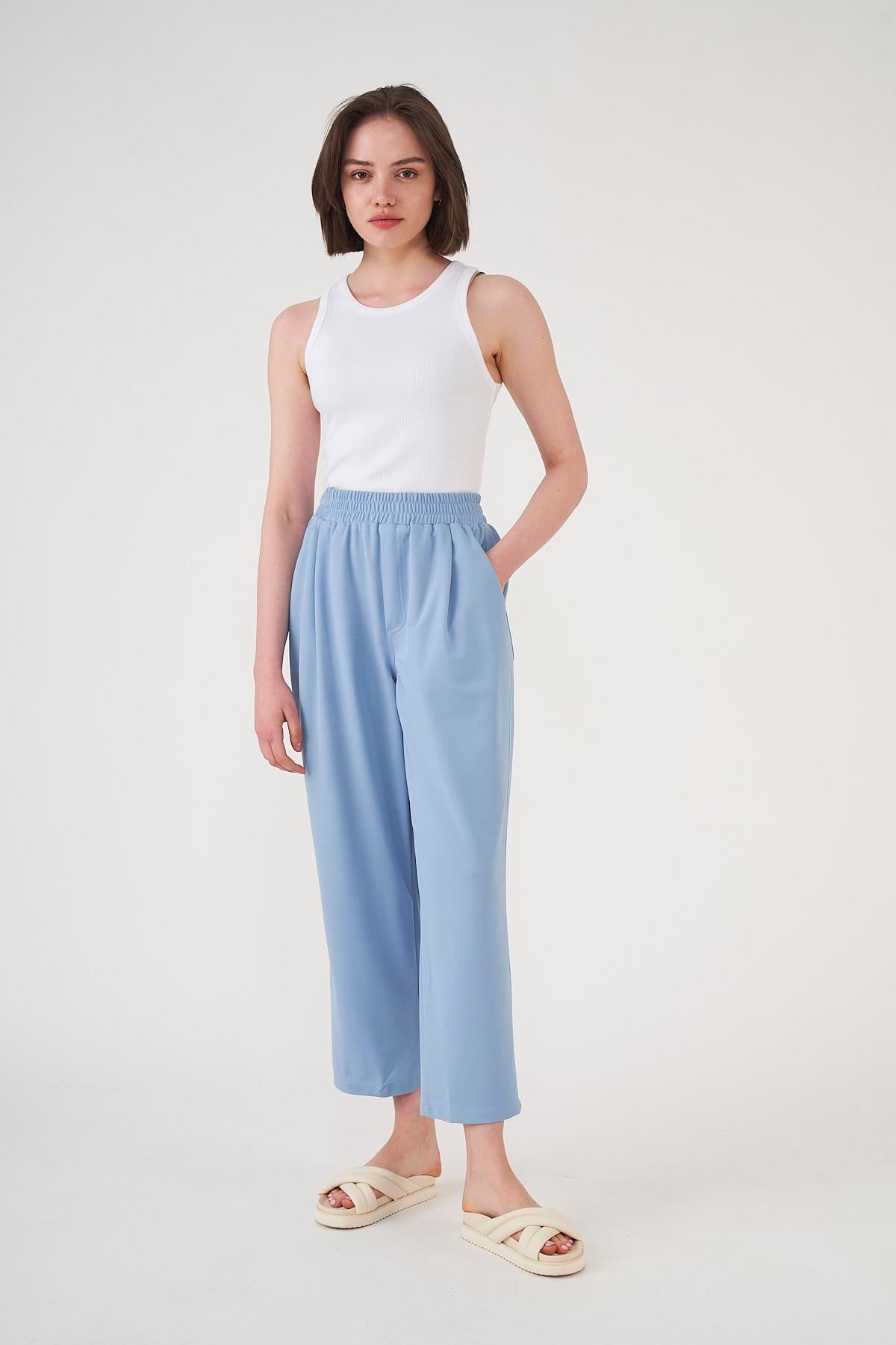 Elastic Waist Trousers Ice Blue