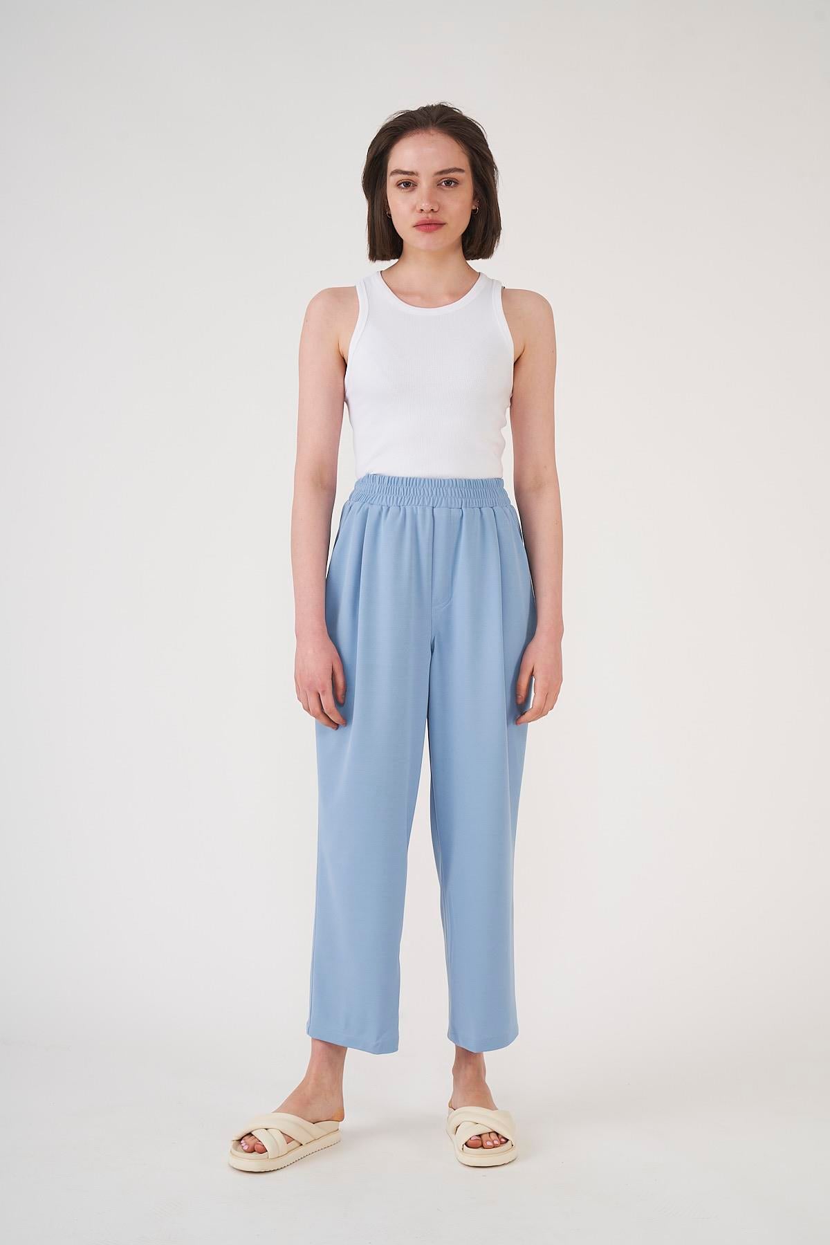 Elastic Waist Trousers Ice Blue