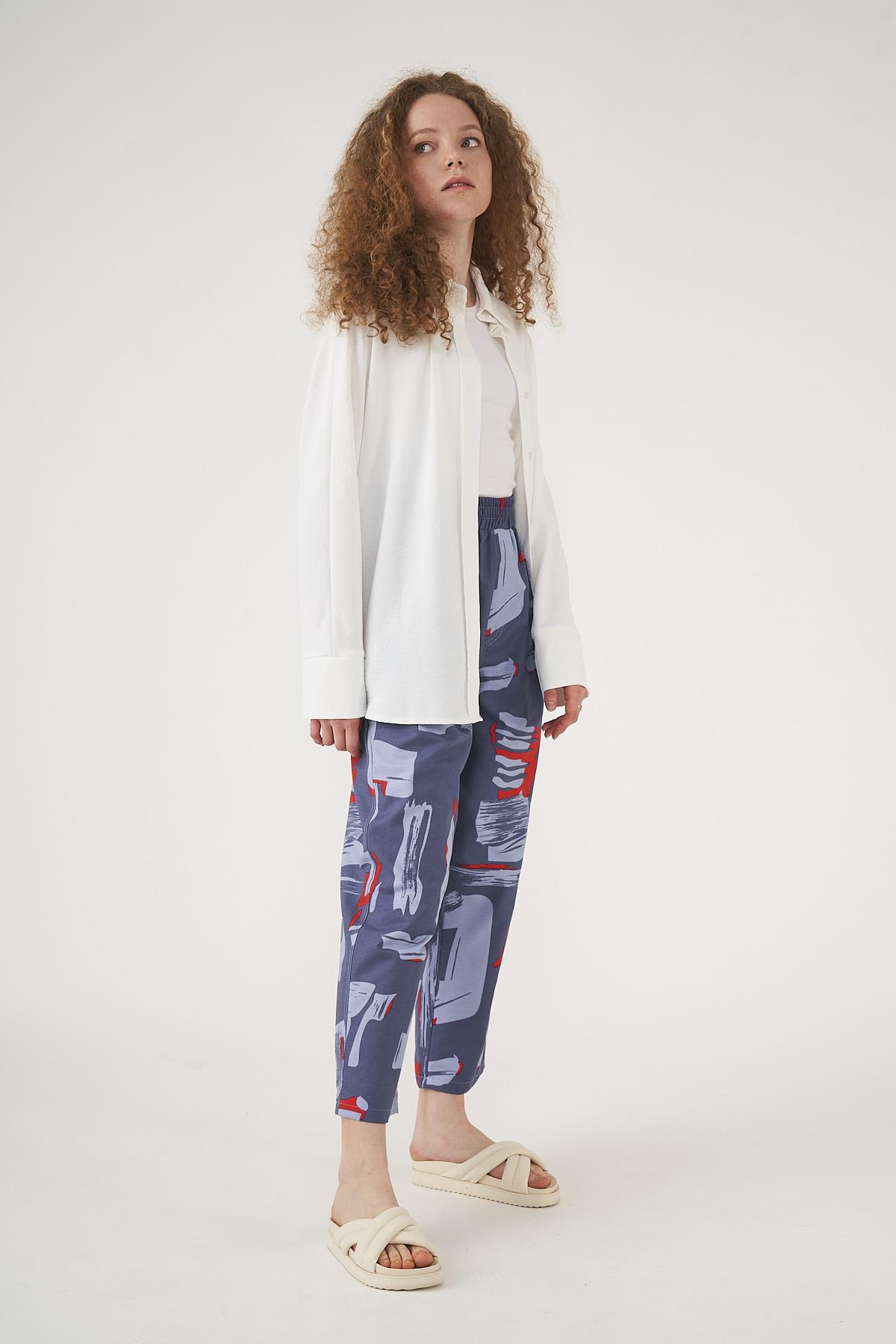 Patterned Trousers indigo