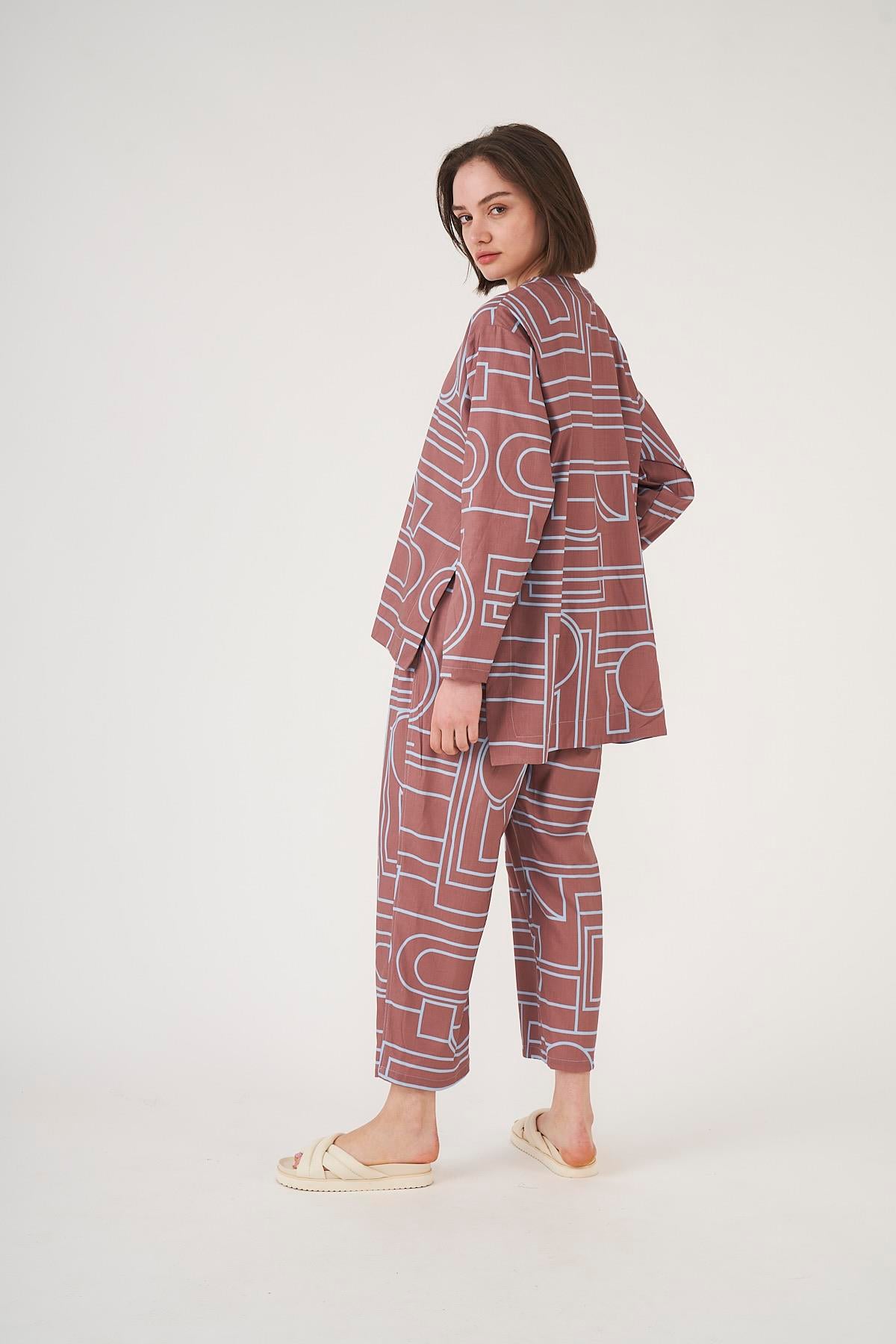 Patterned Trousers Brown