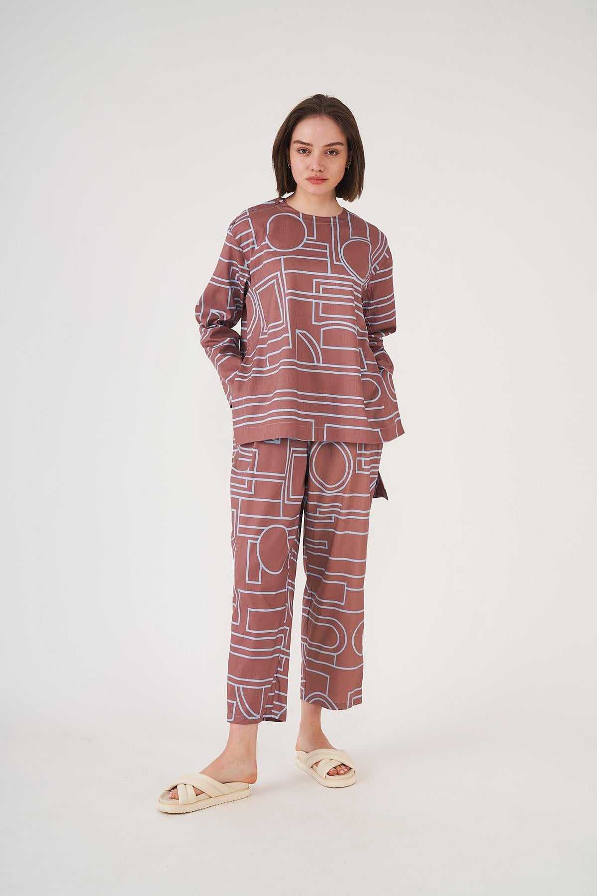 Patterned Trousers Brown