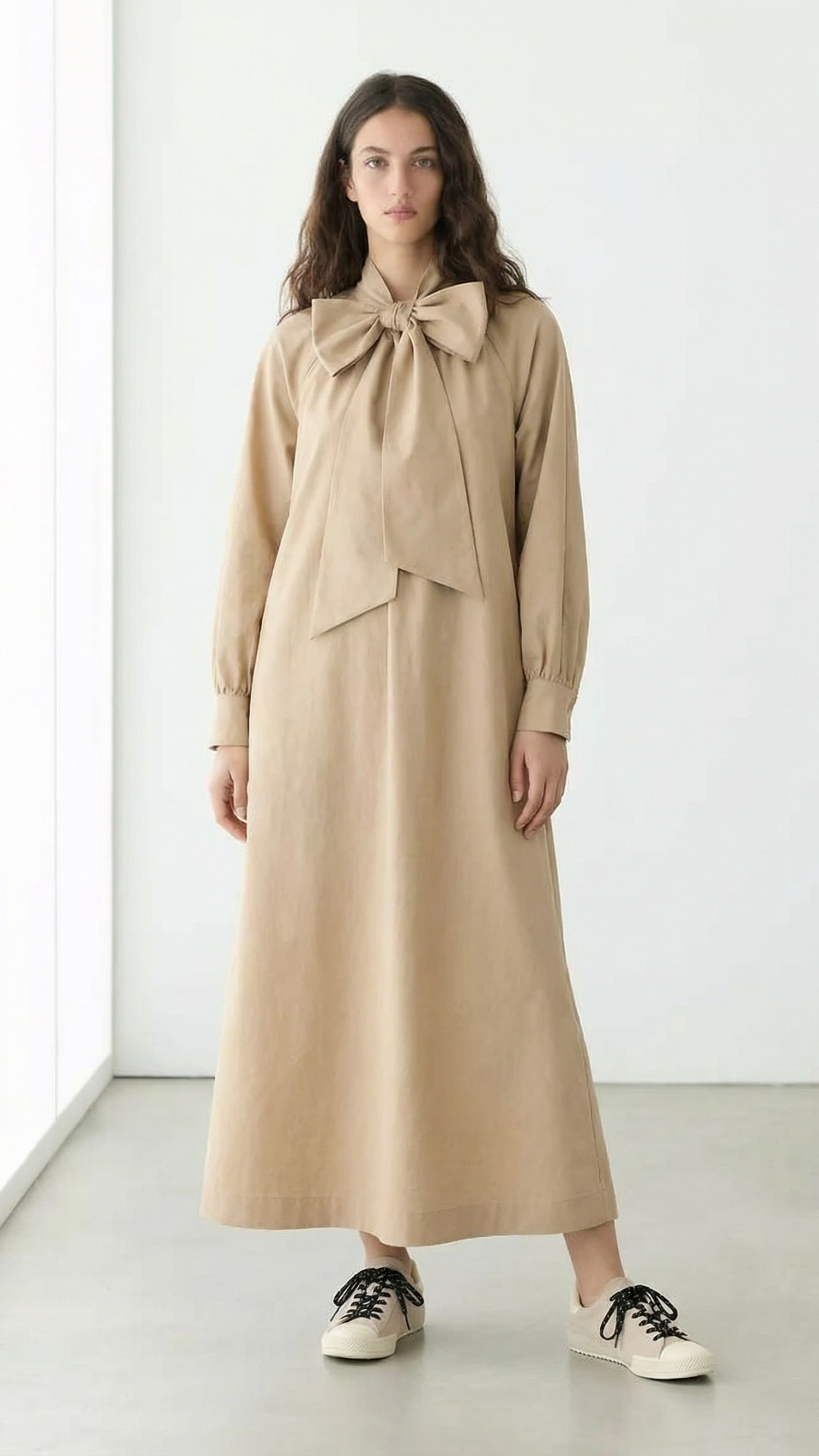 FLORA |  Fiyonk Detaylı Maksi Tasarım Elbise Camel