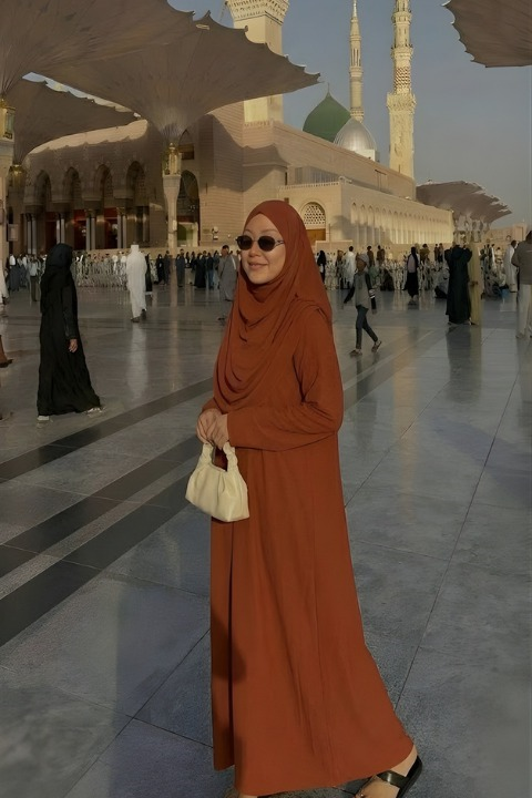 Hazır Şallı Tek Parça Namaz Elbisesi Kiremit