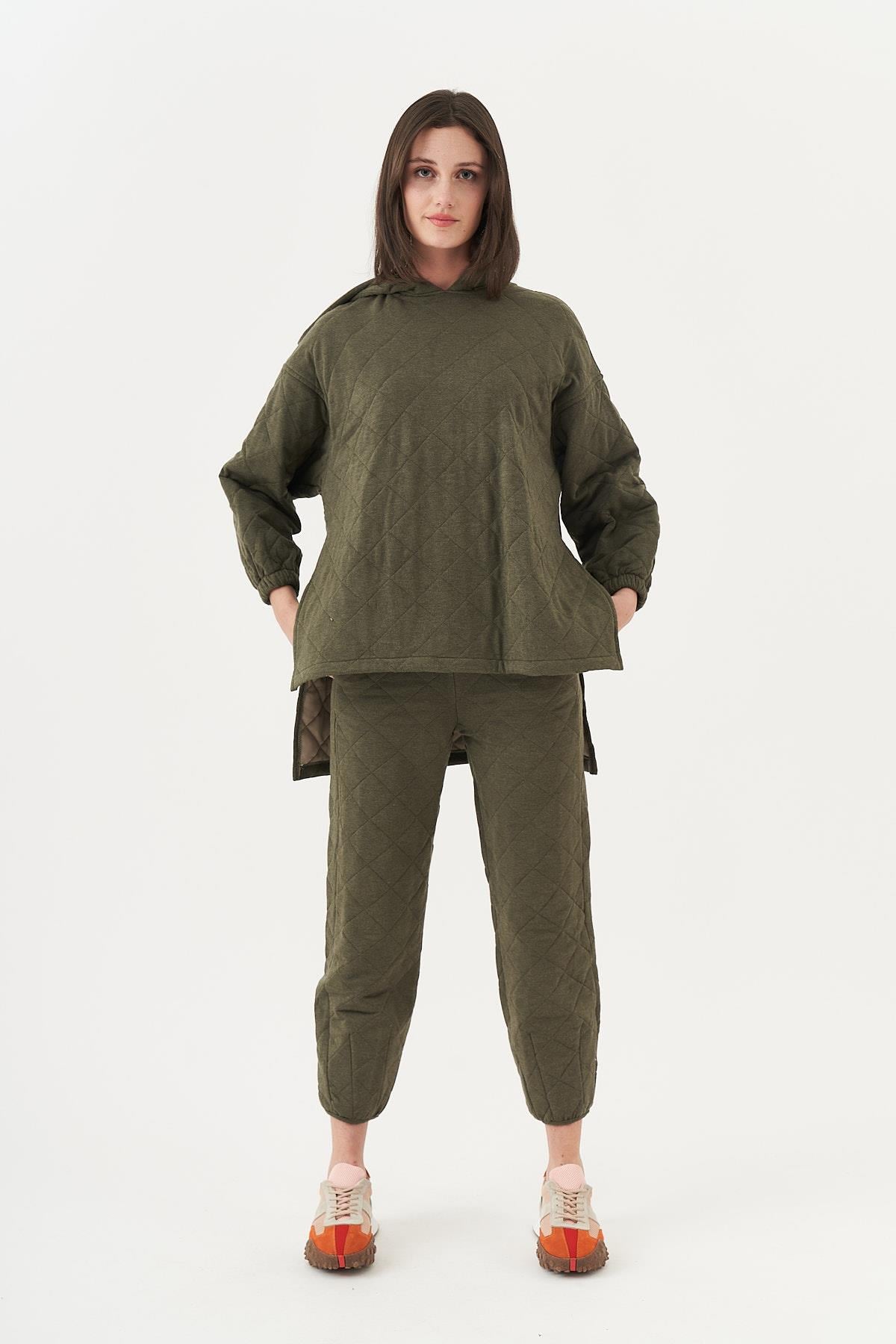 Quilted Puf Tracksuit Khaki