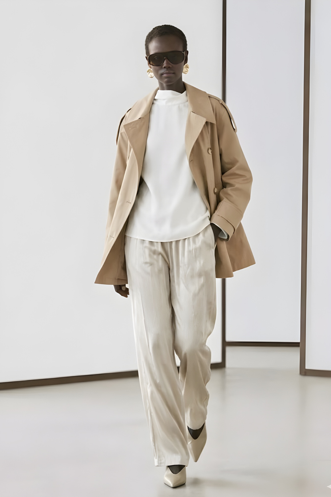 Kısa Oversize Trençkot Kum Bej