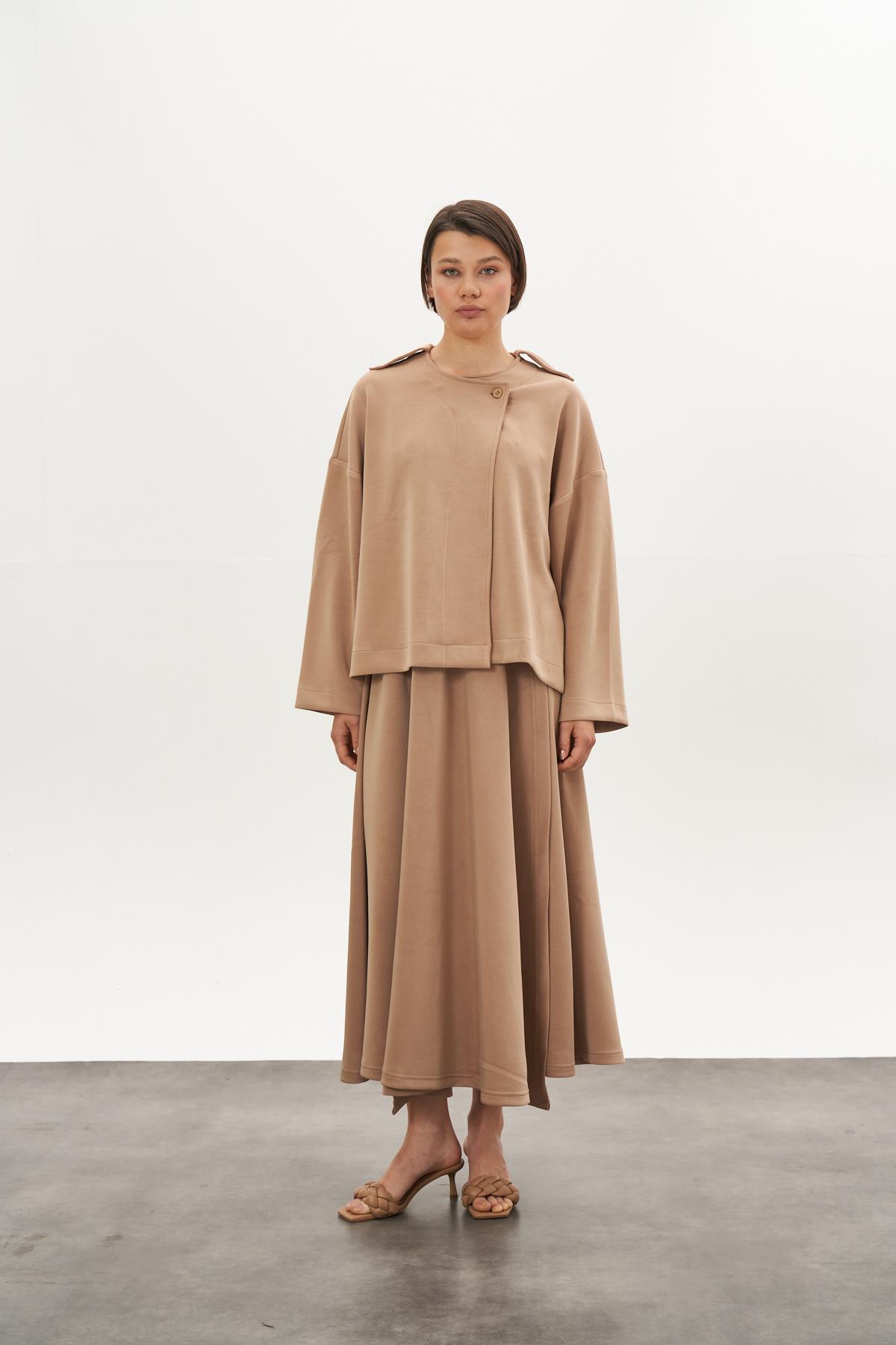 Kruvaze Modal Etek Camel