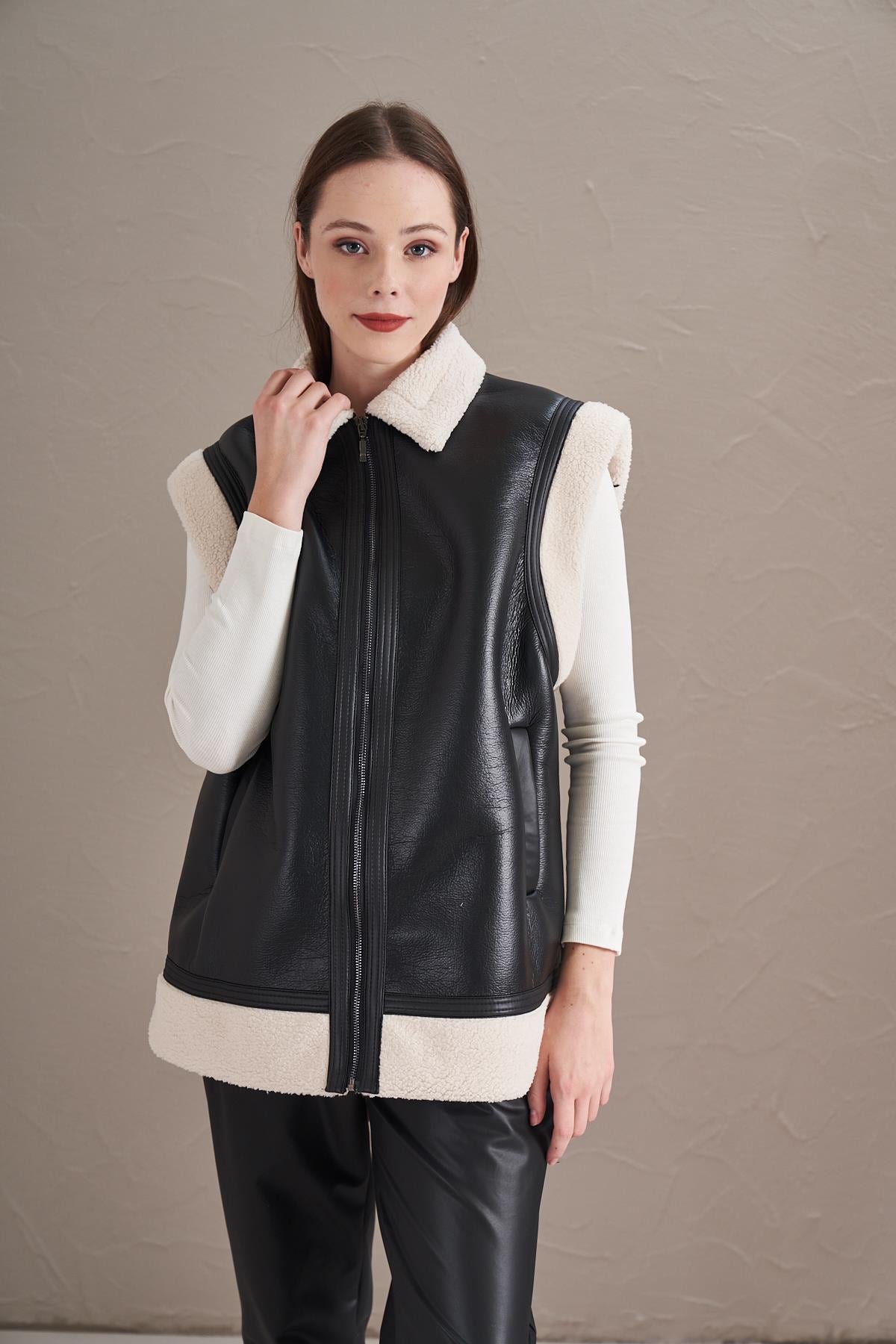 Kürklü Yelek Siyah