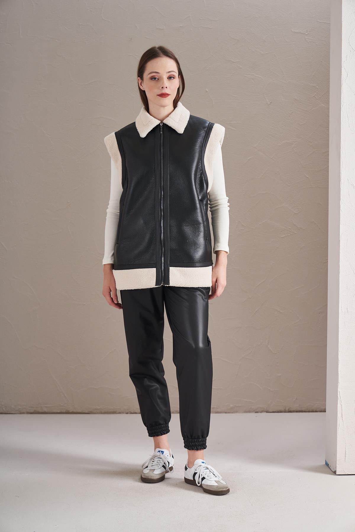 Kürklü Yelek Siyah