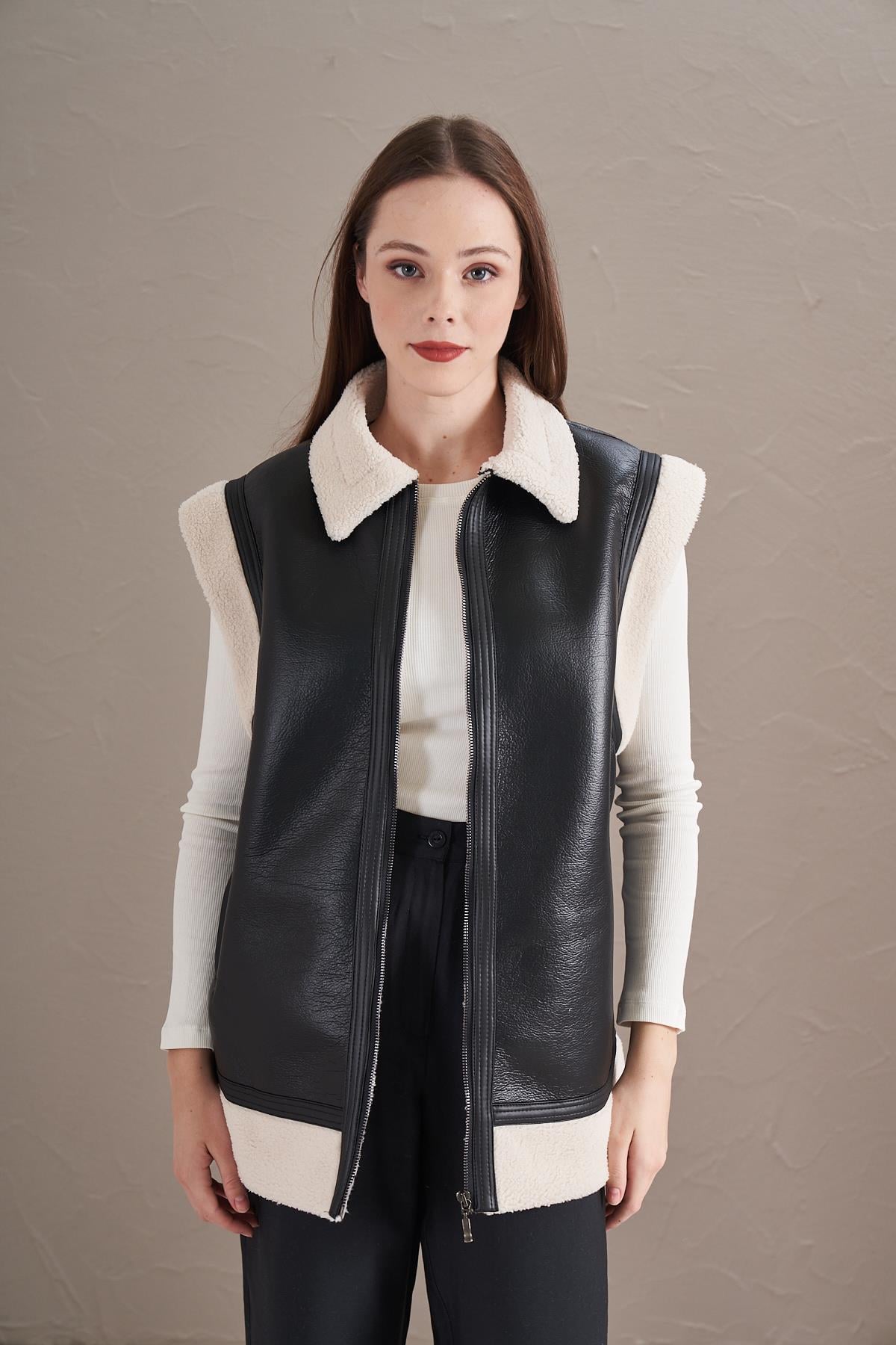 Kürklü Yelek Siyah